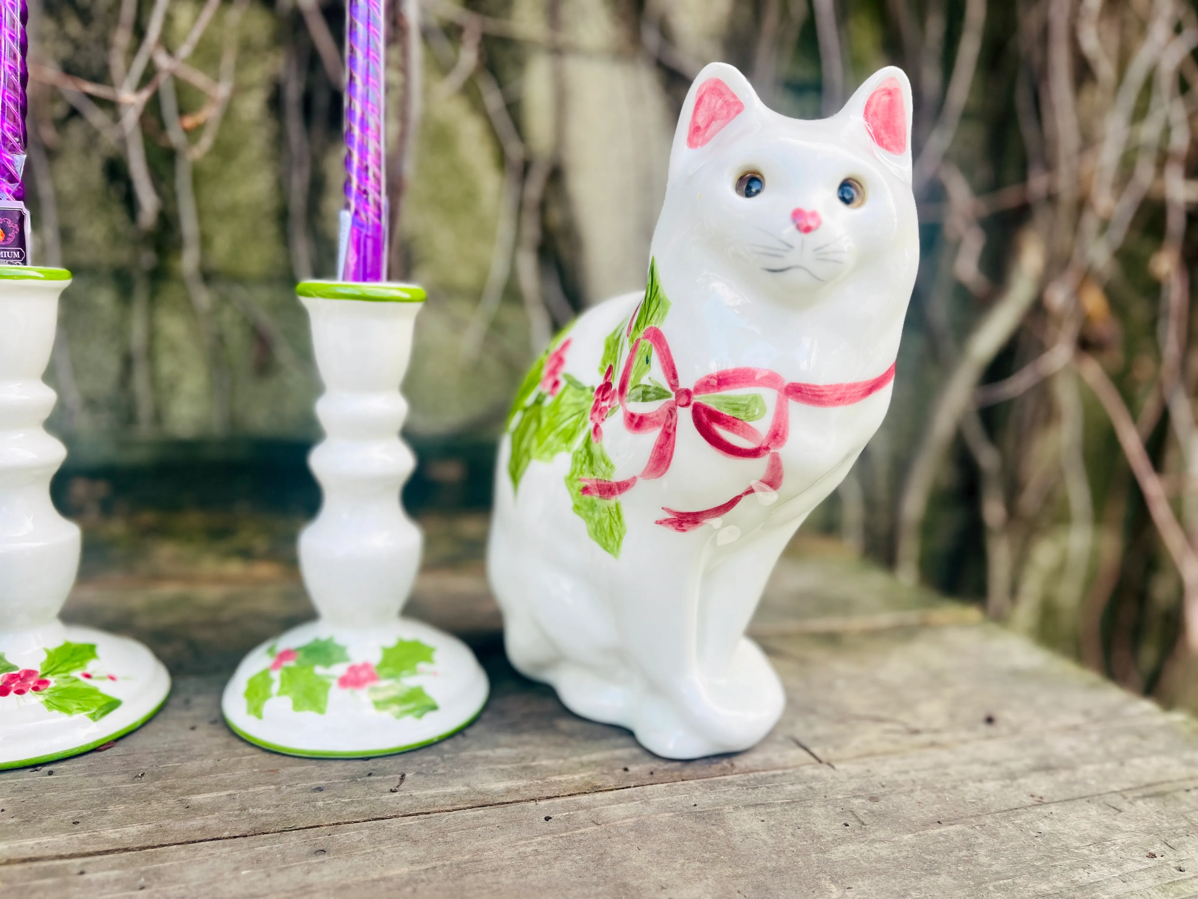 Late 20th-Century N.S. Gustin Hand Painted Set - Cat, Mouse Shaker