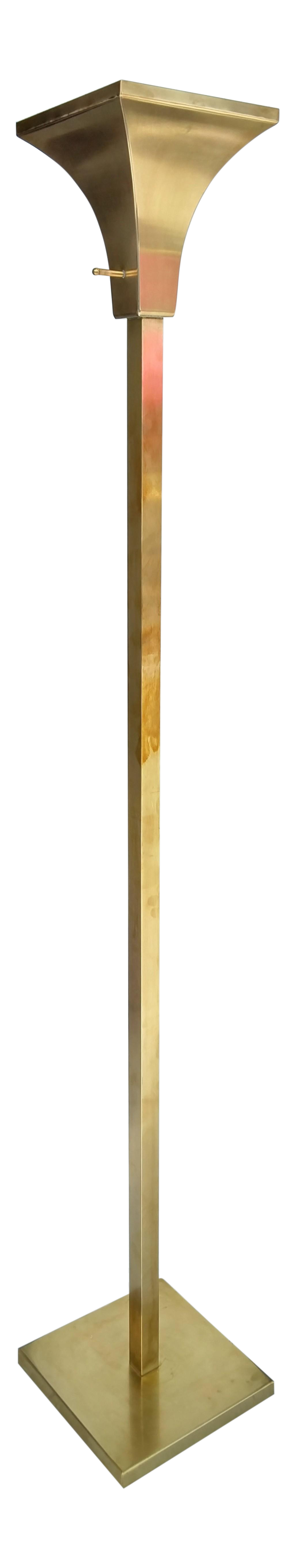 Solid Brass Torchiere Floor Lamp, MidCentury Chairish