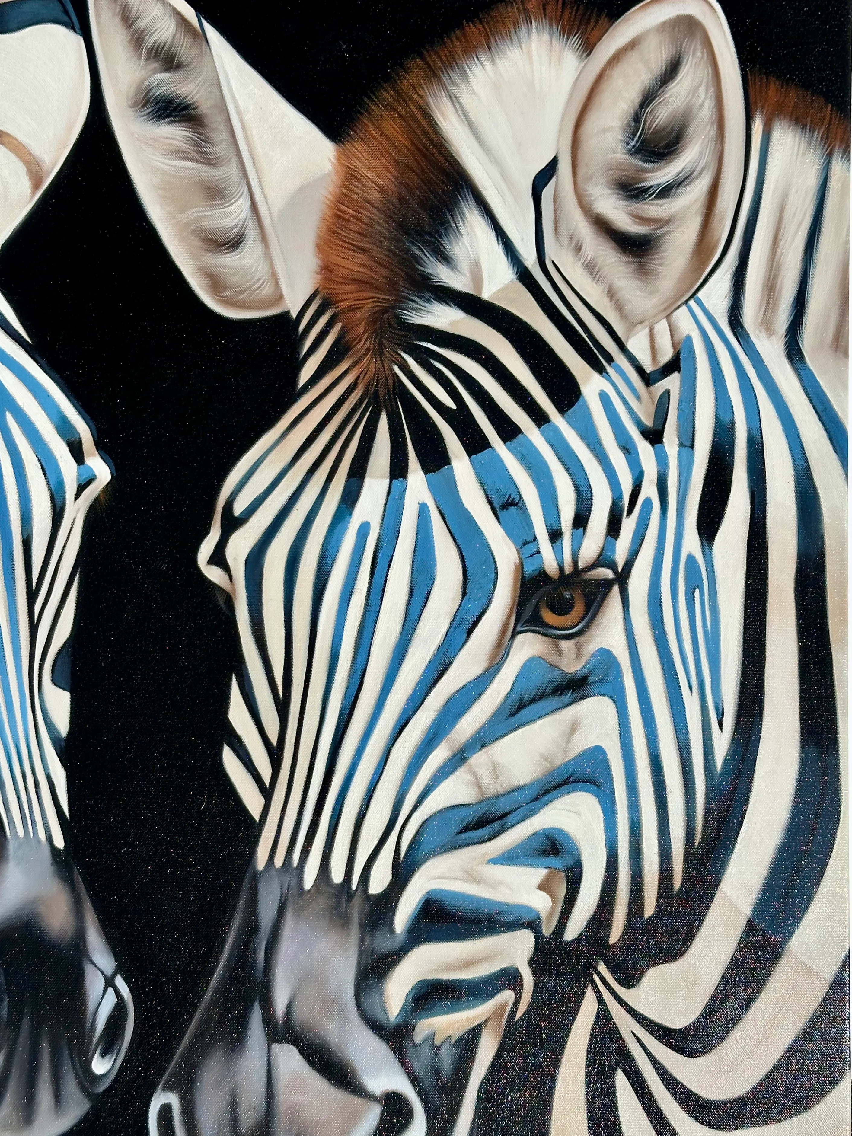 Zebra Oil Painting by P. Charles | Chairish