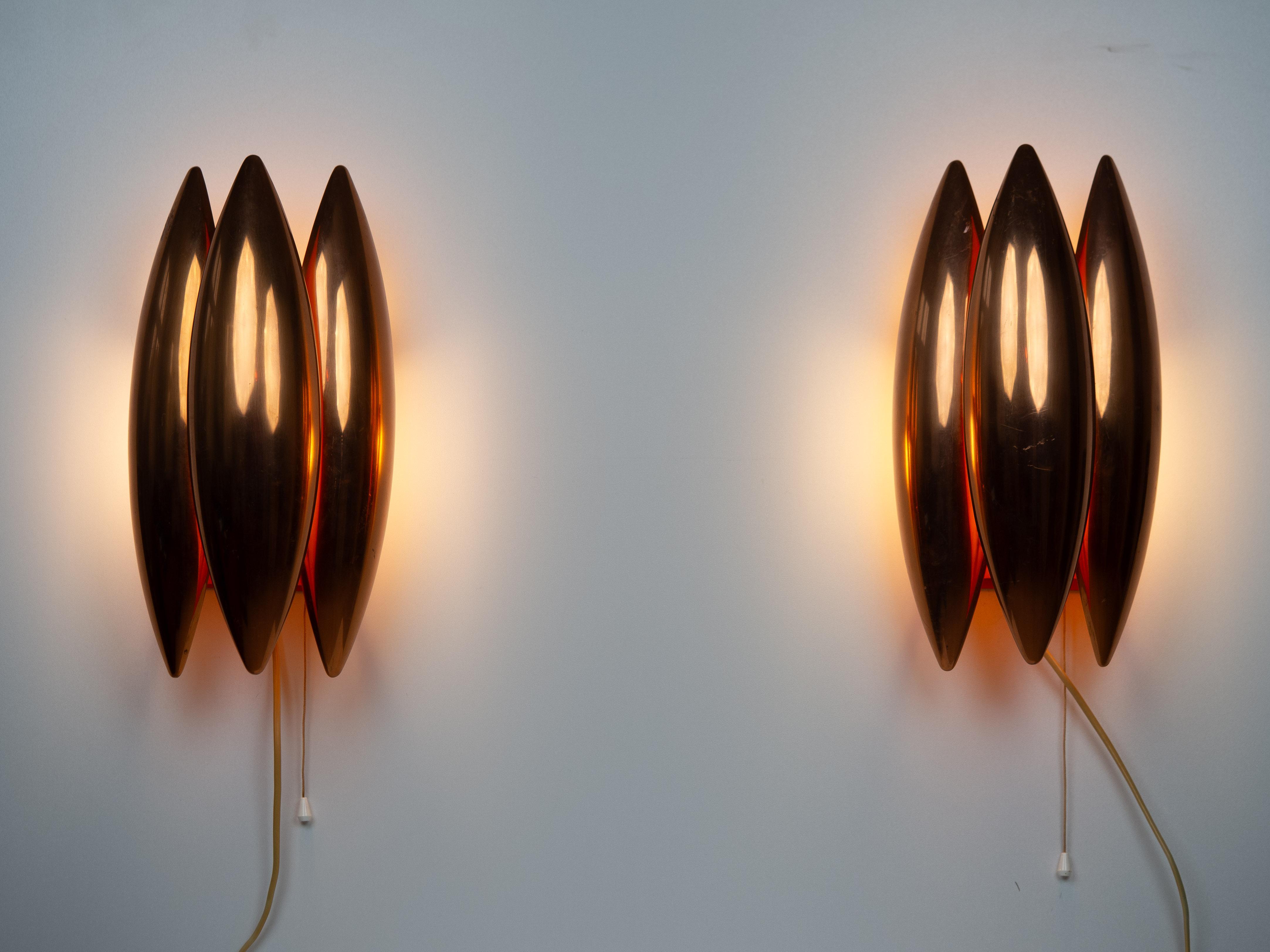 Danish Kastor Sconces by Jo Hammerborg for Fog & Morup, 1960s, Set of 2
