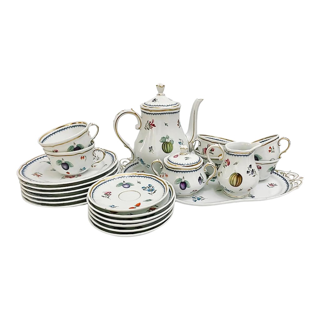 1980s Richard Ginori Italian Fruit (Antico Doccia) Coffee Serving