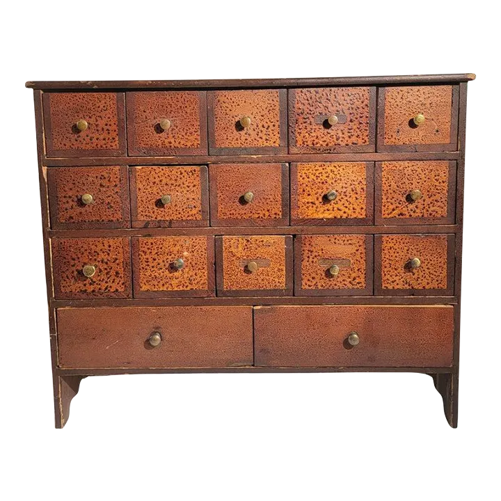 19thc Original Painted Apothecary Cabinet With 17 Drawers Chairish