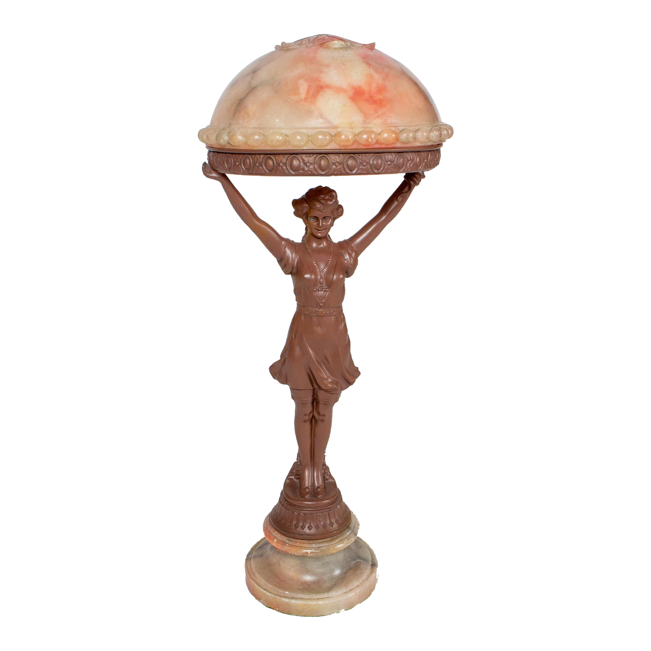 1920's Art Deco Pink Alabaster Figurine Lamp Chairish