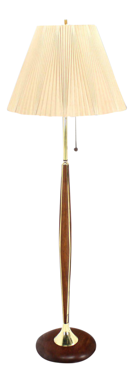 【専用】Modern Floor Lamp ミッドセンチュリー Walnut and Brass Mid Century Modern Floor Lamp | Chairish