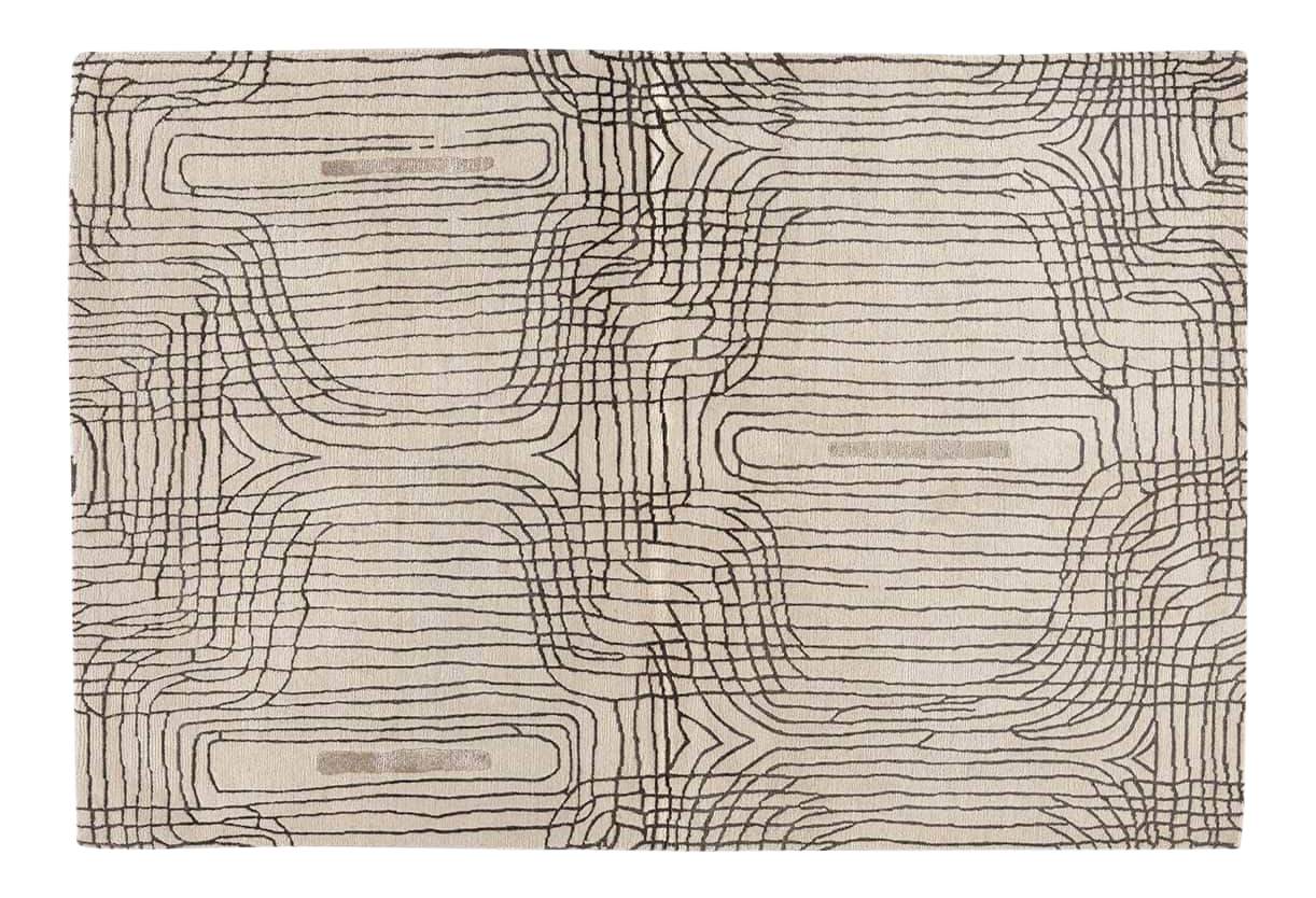 Retro Trace White Rug, 4 x 6 Rug Chairish