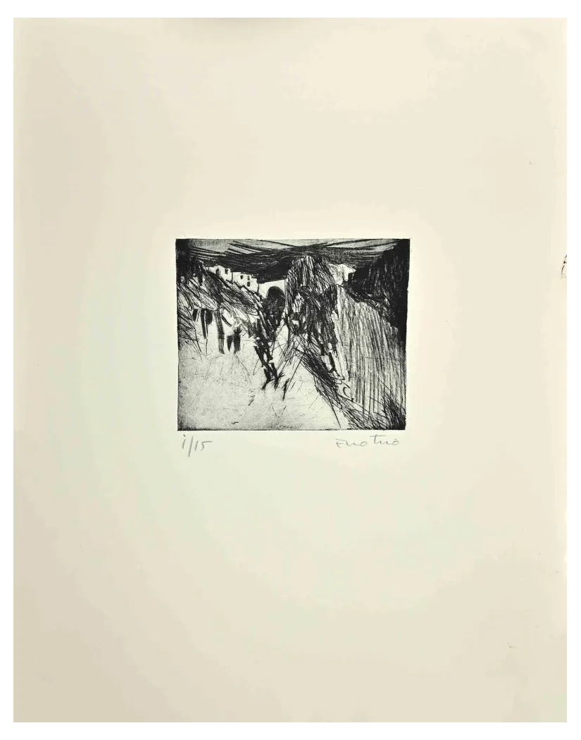 Enotrio Pugliese, Landscape, Etching and Aquatint, 1967 Chairish