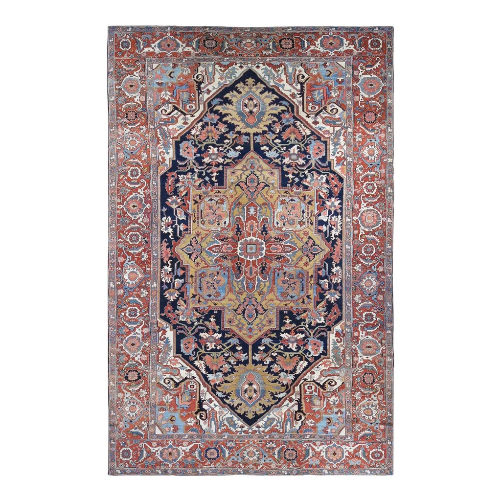 1900s Blue Antique Persian Rug | Chairish
