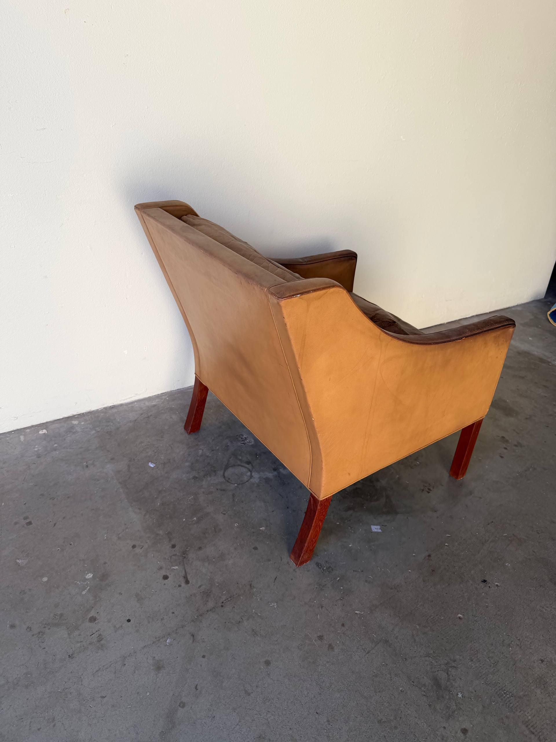 Original Børge Mogensen Leather Armchair – Vintage Danish Mid Century Lounge Chair – Fredericia Stolefabrik 1960s