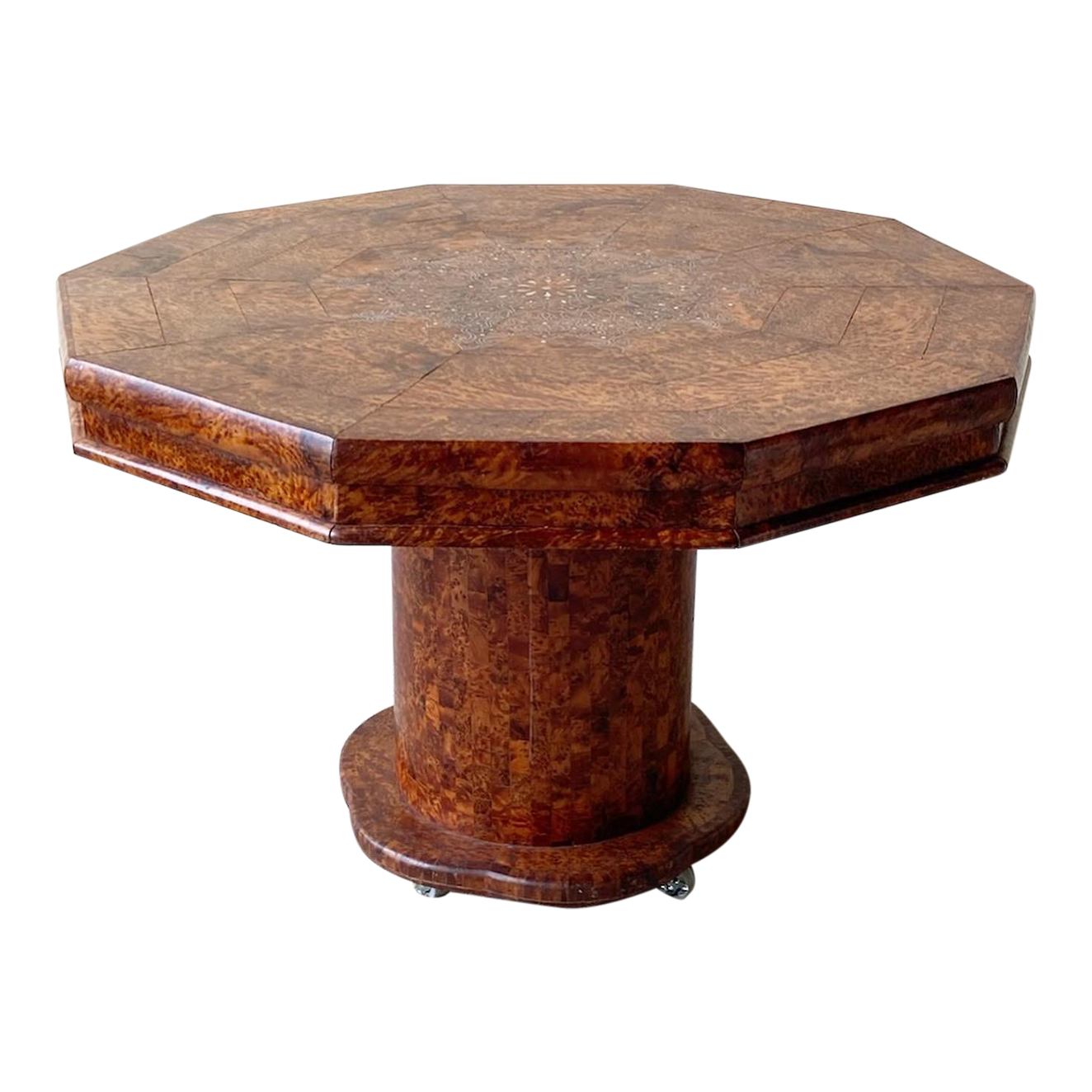 Vintage Arabic Burlwood Dining Table With Mother of Pearl Inlay Chairish