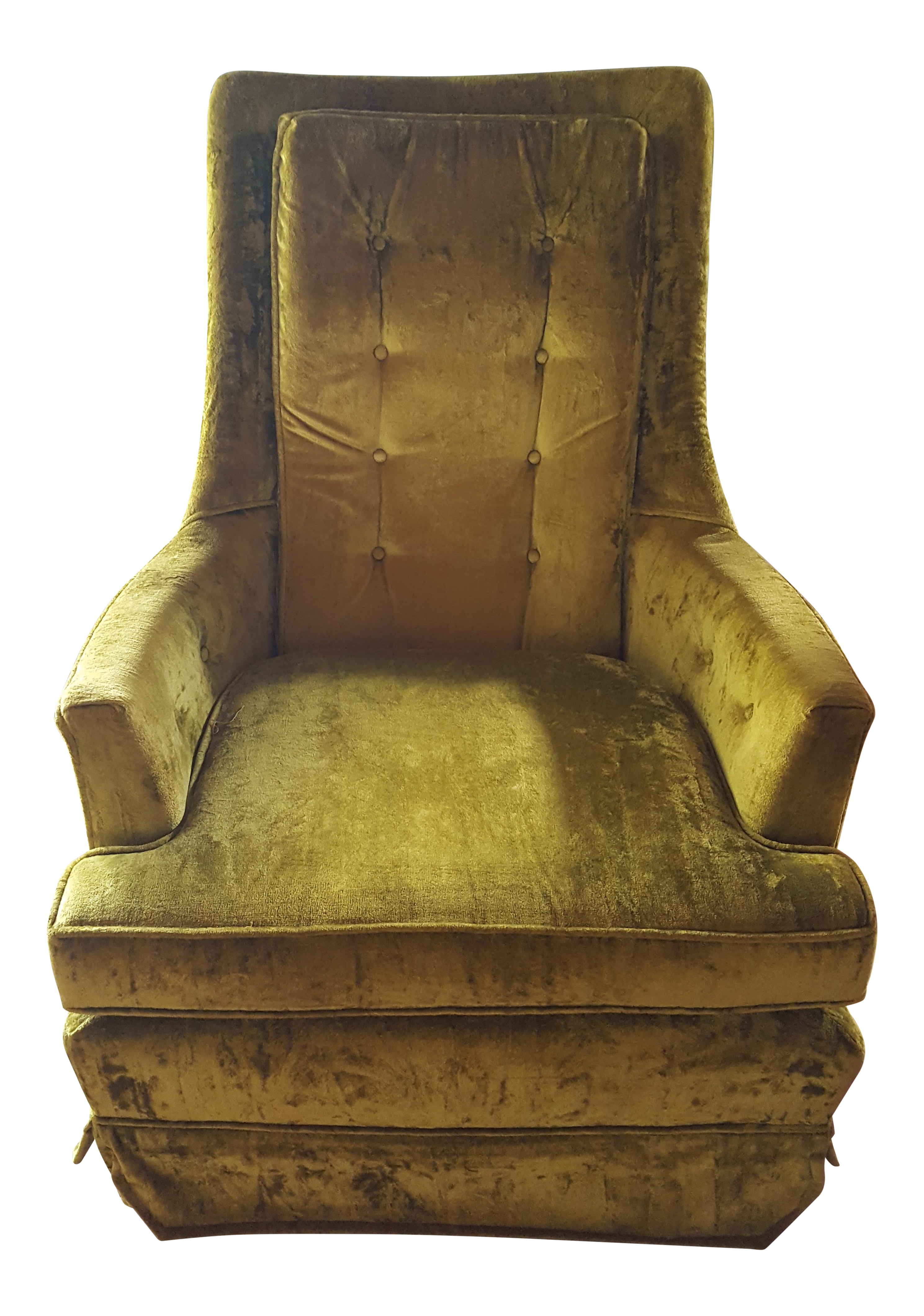 Vintage MidCentury Green Velvet Swivel Chair Chairish