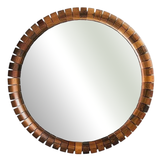 Mid-Century Danish Round Teak Mirror, 1960s