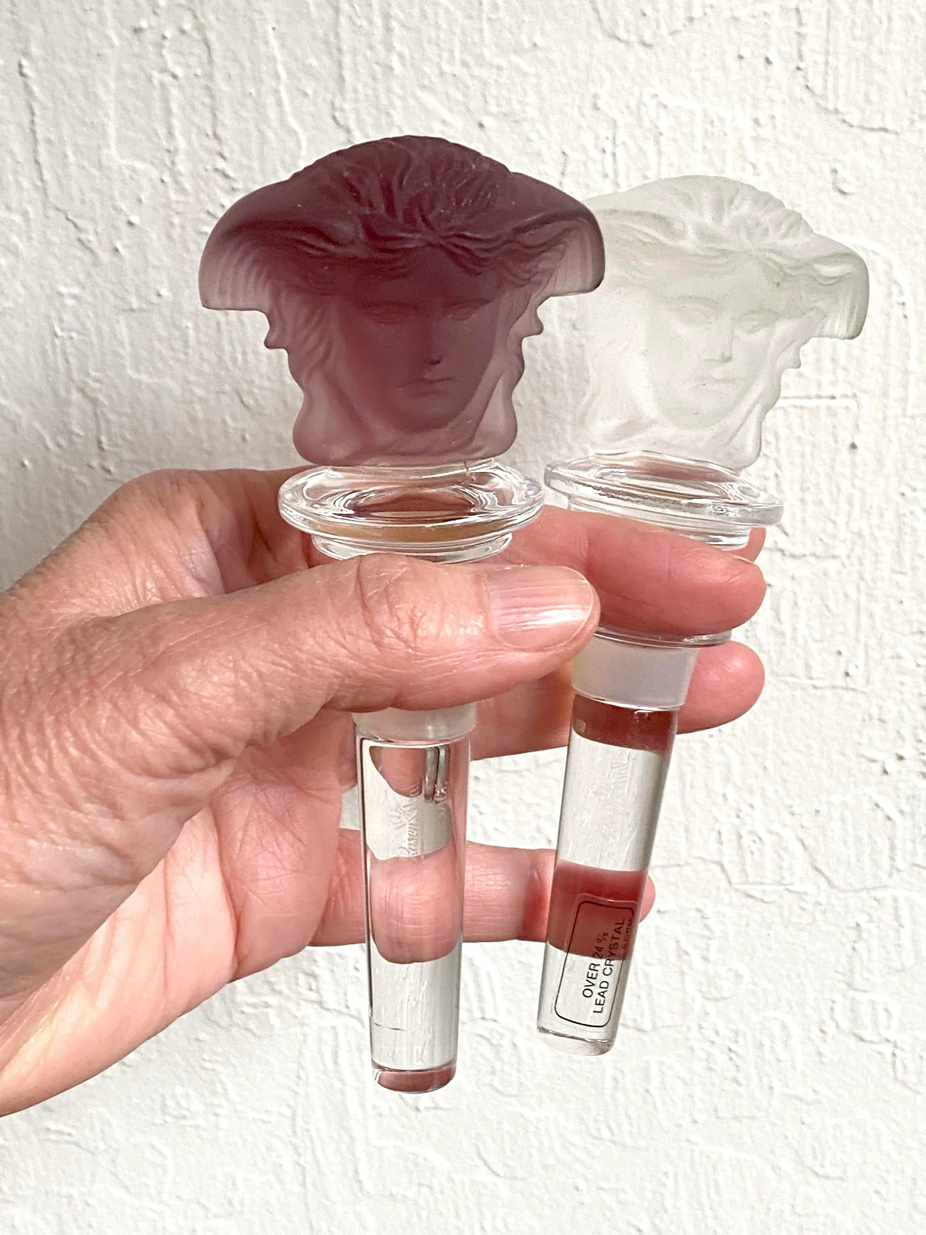 Late 20th Century Versace Medusa Wine Stoppers in Clear