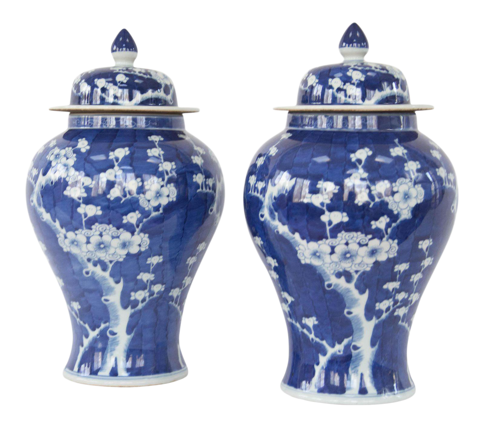 Blue & White Cherry Blossom Temple Jars A Pair Chairish
