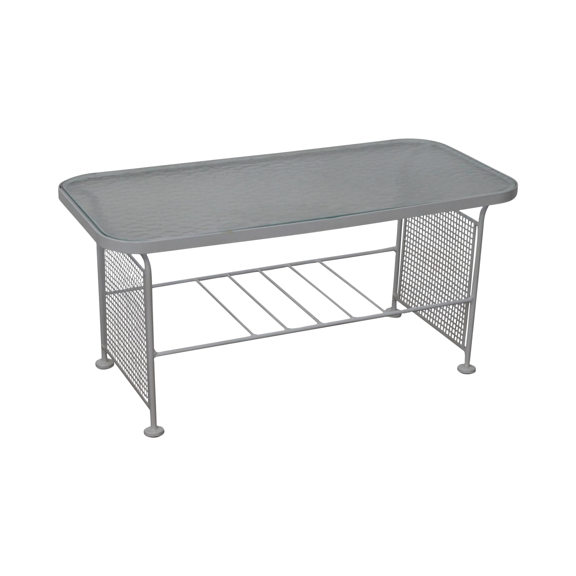 Vintage Woodard White Painted Metal Glass Top Patio Coffee Table Chairish