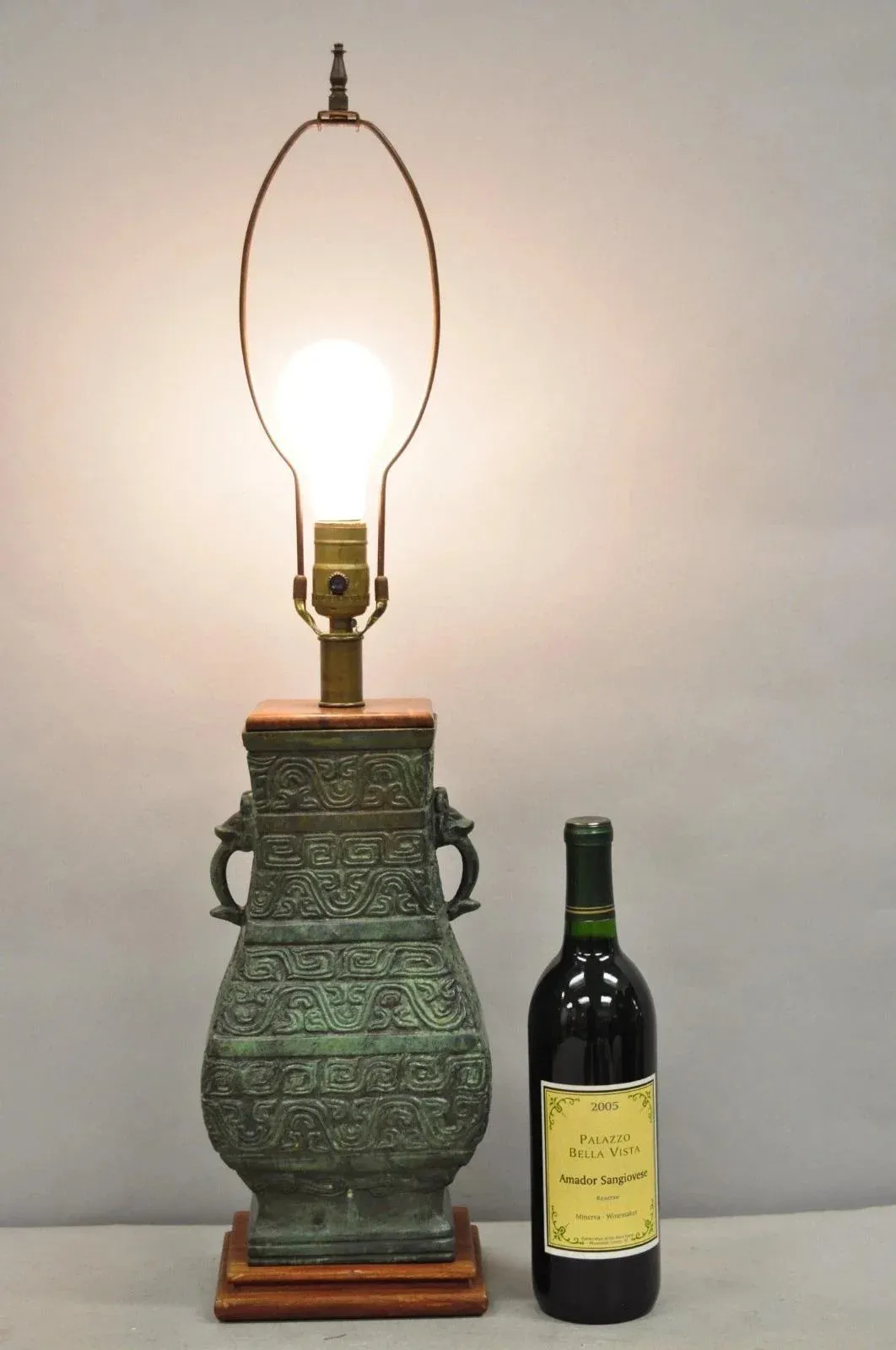 Vintage Oriental Verdigris Green Archaic Bronze Figural Chinese