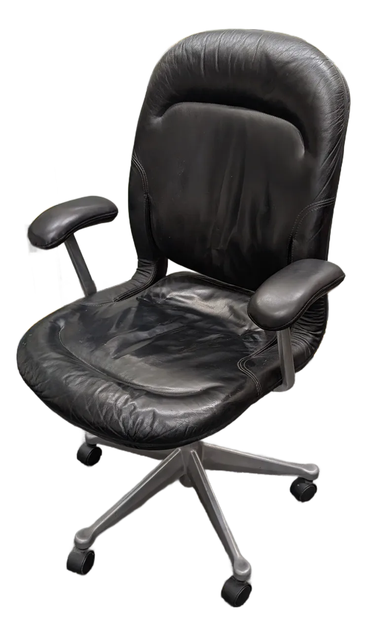 Vintage Herman Miller Equa Executive Office Chair in Black Leather.