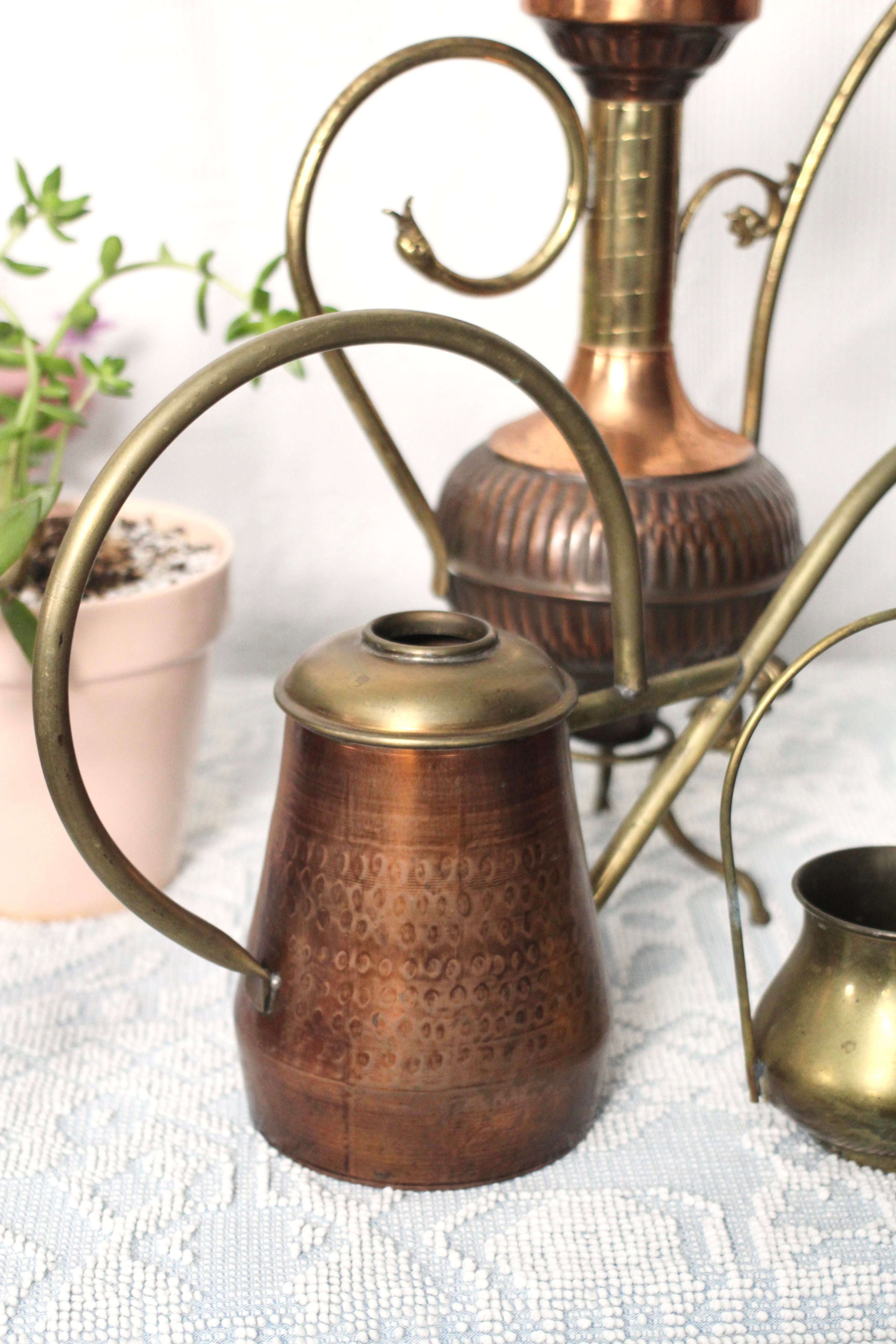 1990s Jatex Brass and Hammered Copper Large Watering Can | Chairish