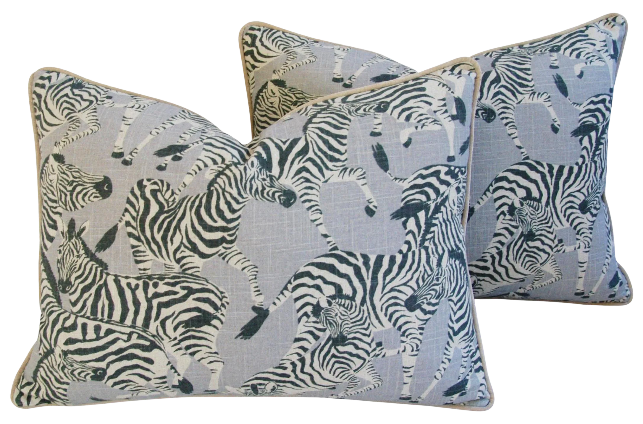 Custom Safari Zebra Linen/Velvet Feather Down Pillows 24