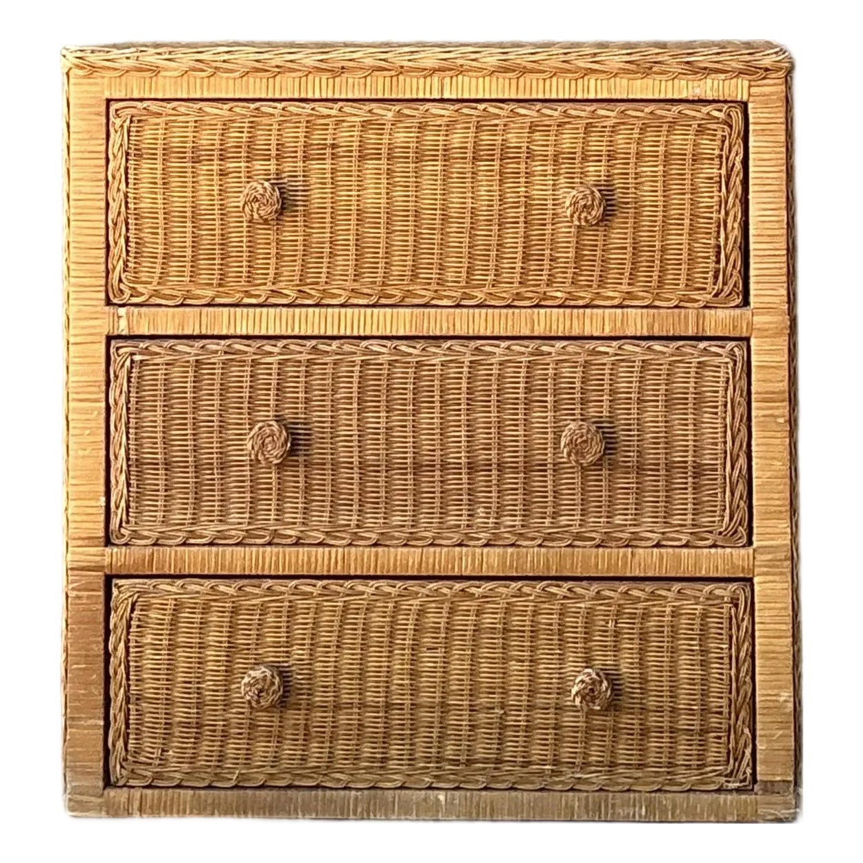 Vintage Woven Rattan Chest of Drawers