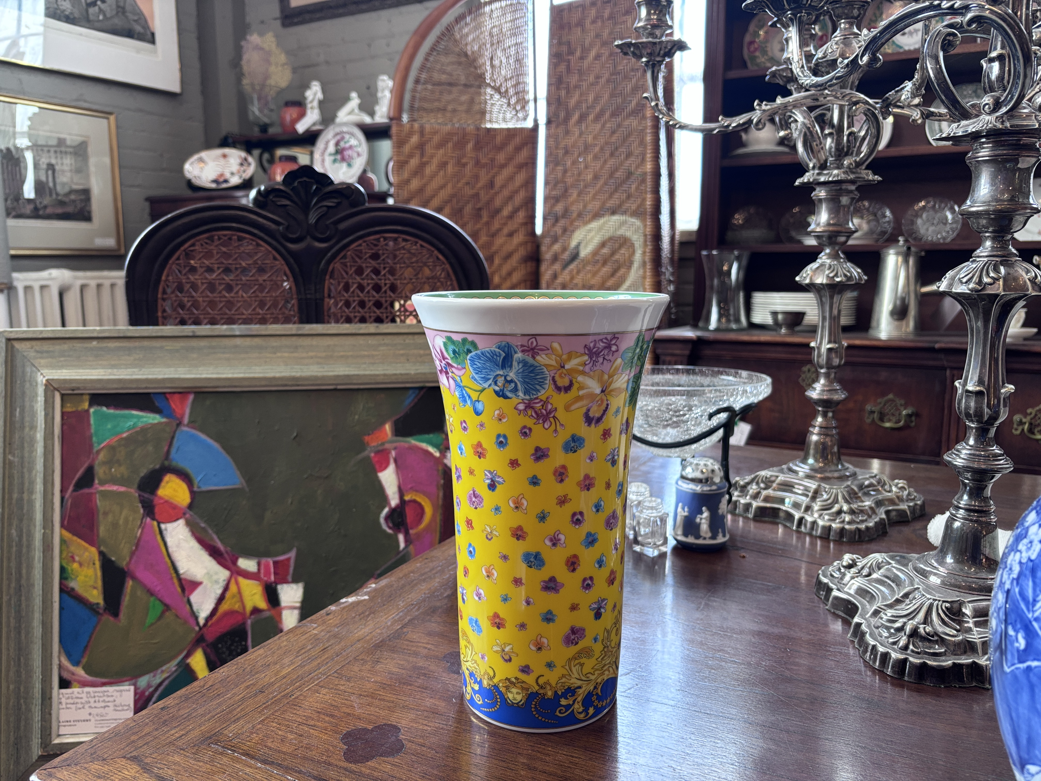 Rosenthal Versace Primavera Porcelain Trumpet Vase | Chairish