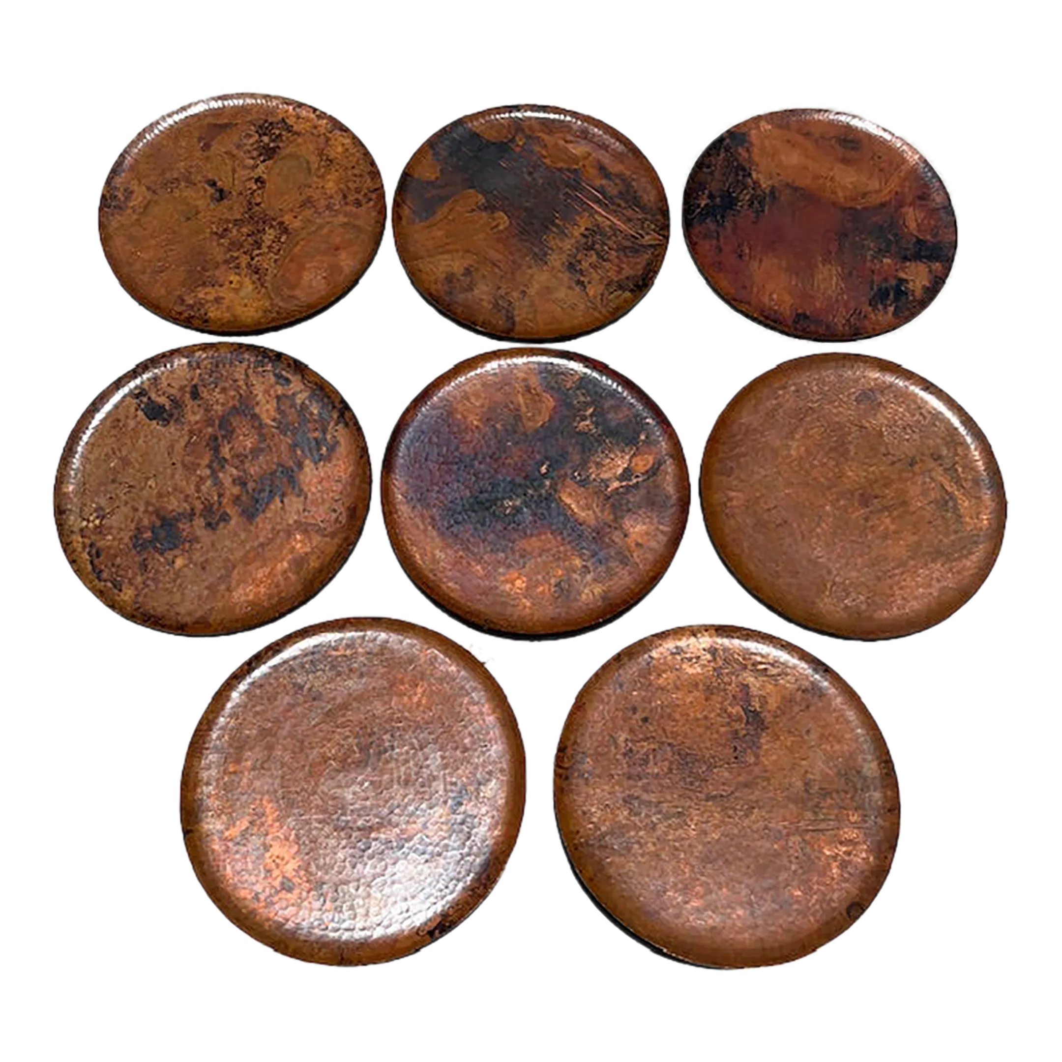 Late 20th Century Vintage Hammered Copper Charger Plates- Set of 8