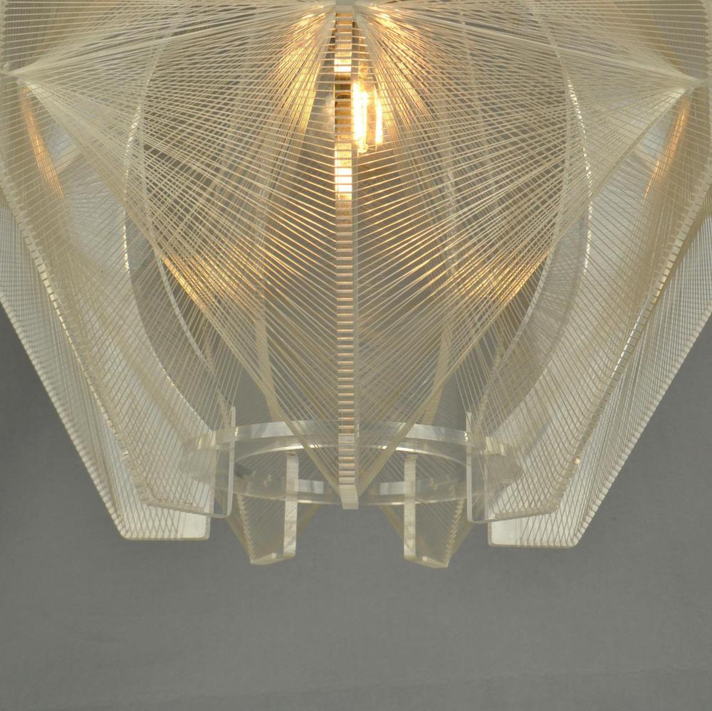 Pendant Lamp in Acrylic Glass, Wire and Brass, 1970s