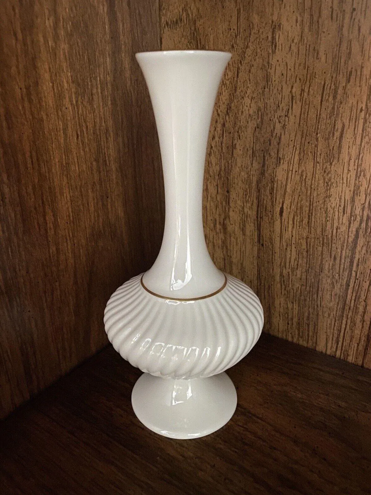 Vintage Lenox Ivory Bud Vase with Gold Trim | Chairish