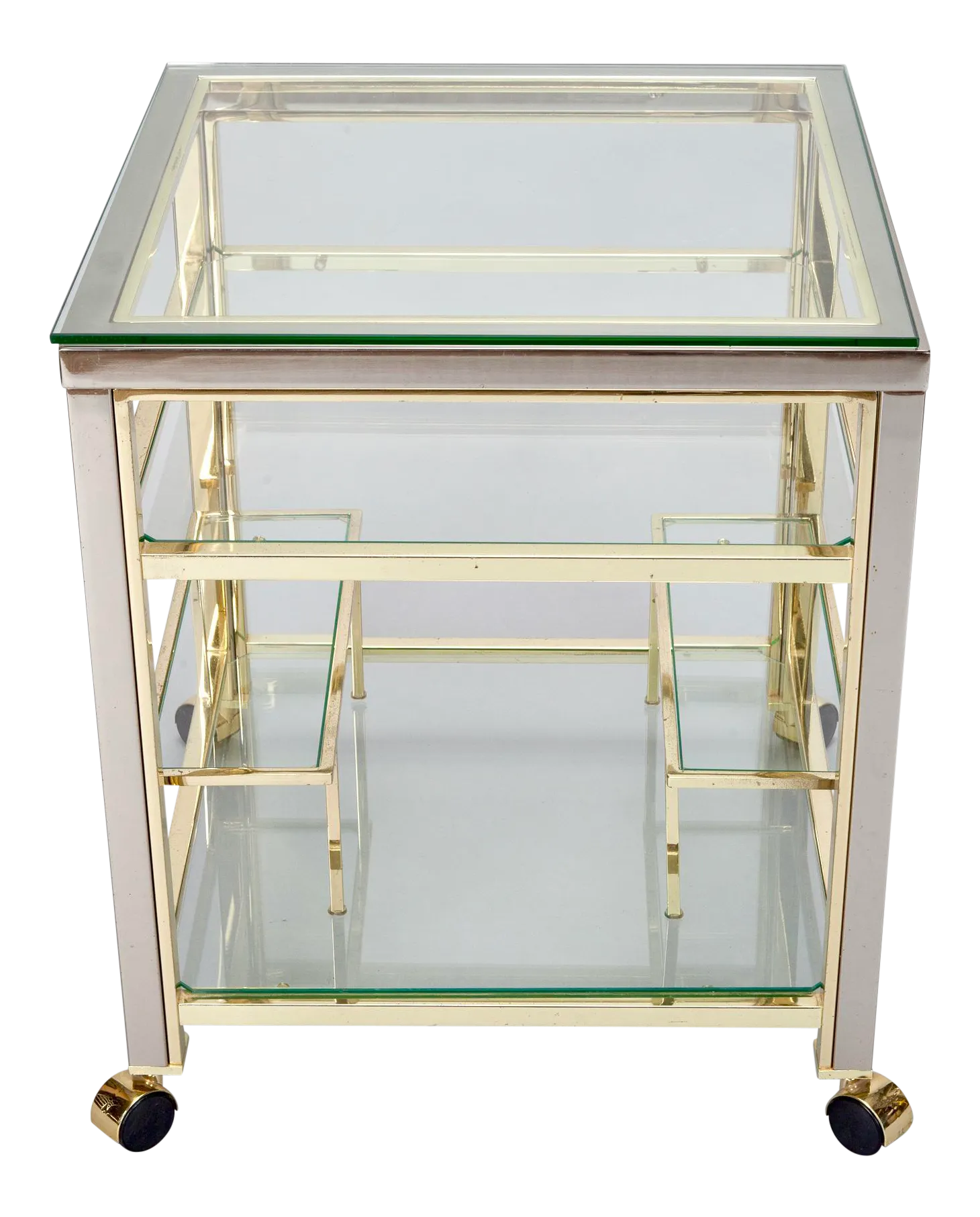 MidCentury Modern Brass and Glass Trolley Table Gold Bar Cart Chairish