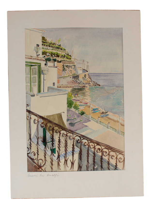 Minori, Italy, 1960, Watercolor on Paper