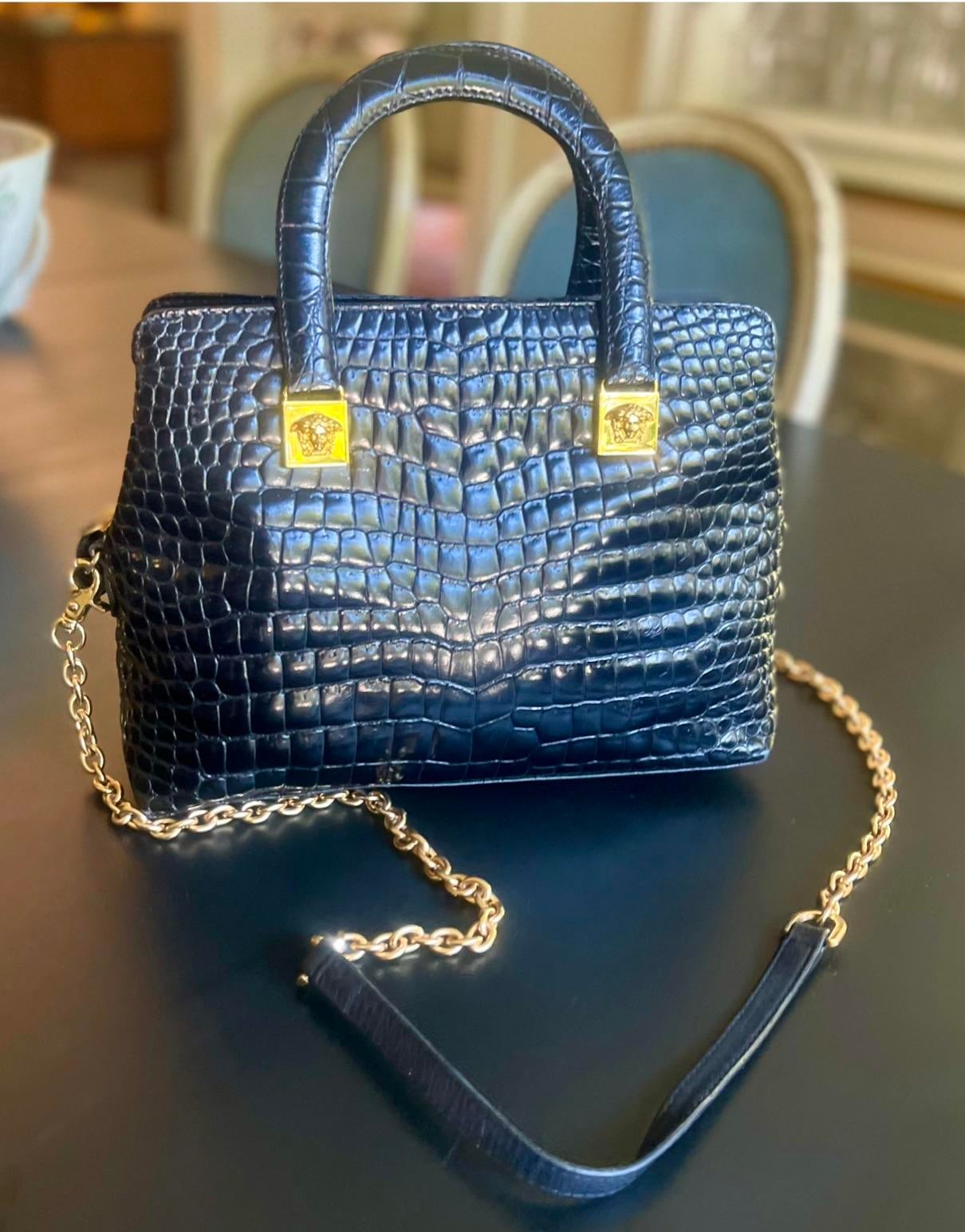 1990s Gianni Versace Couture Crocodile Embossed Patent