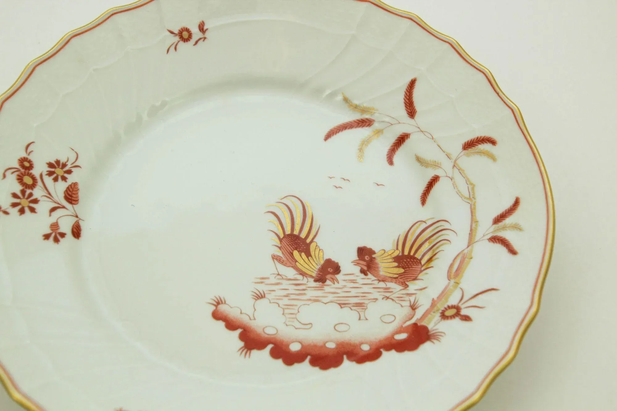 Richard Ginori Siena Porcelain Dinner Plates Roosters Design