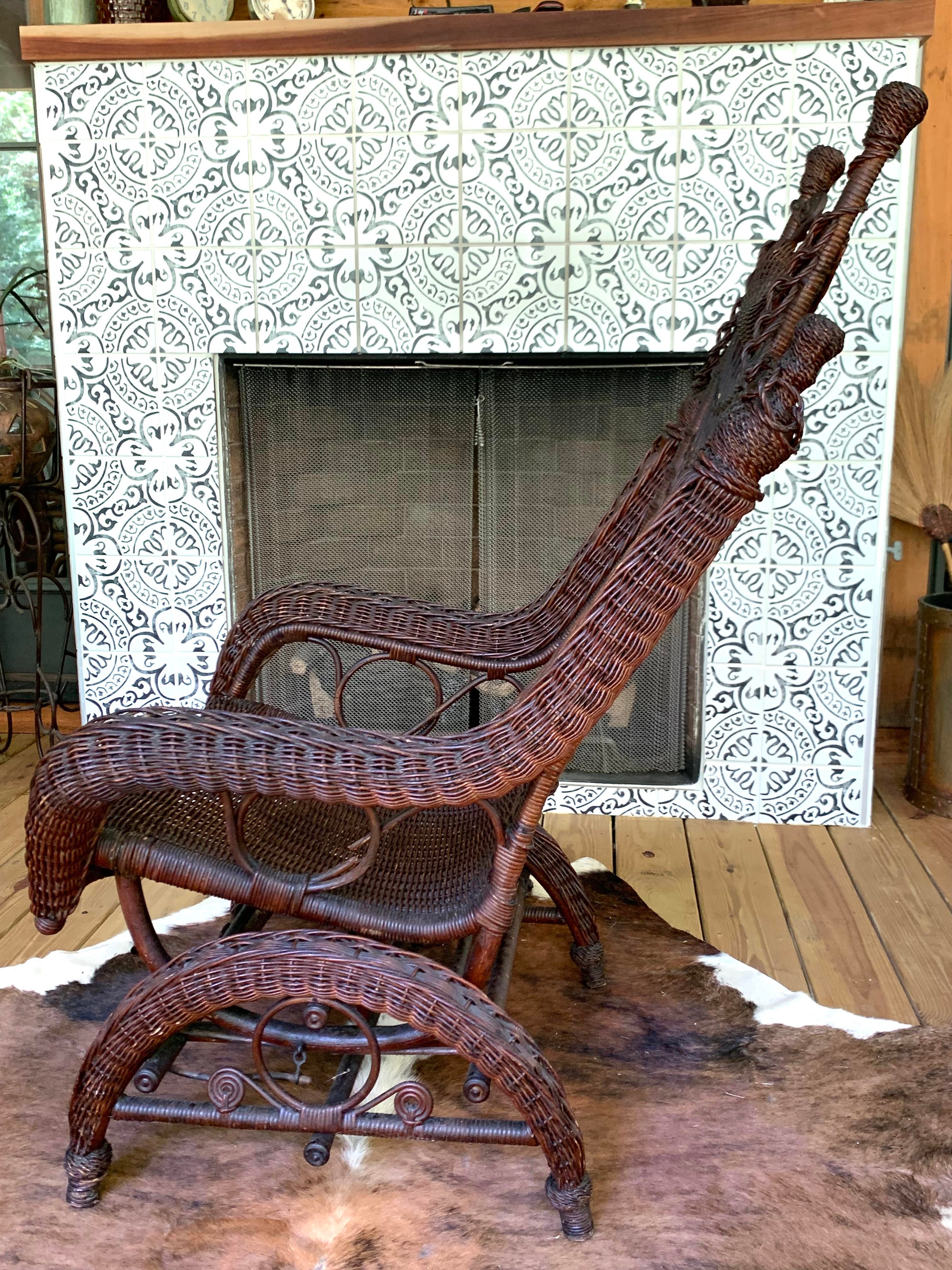 1893 Ornate Victorian Wicker Platform Rocker Chairish