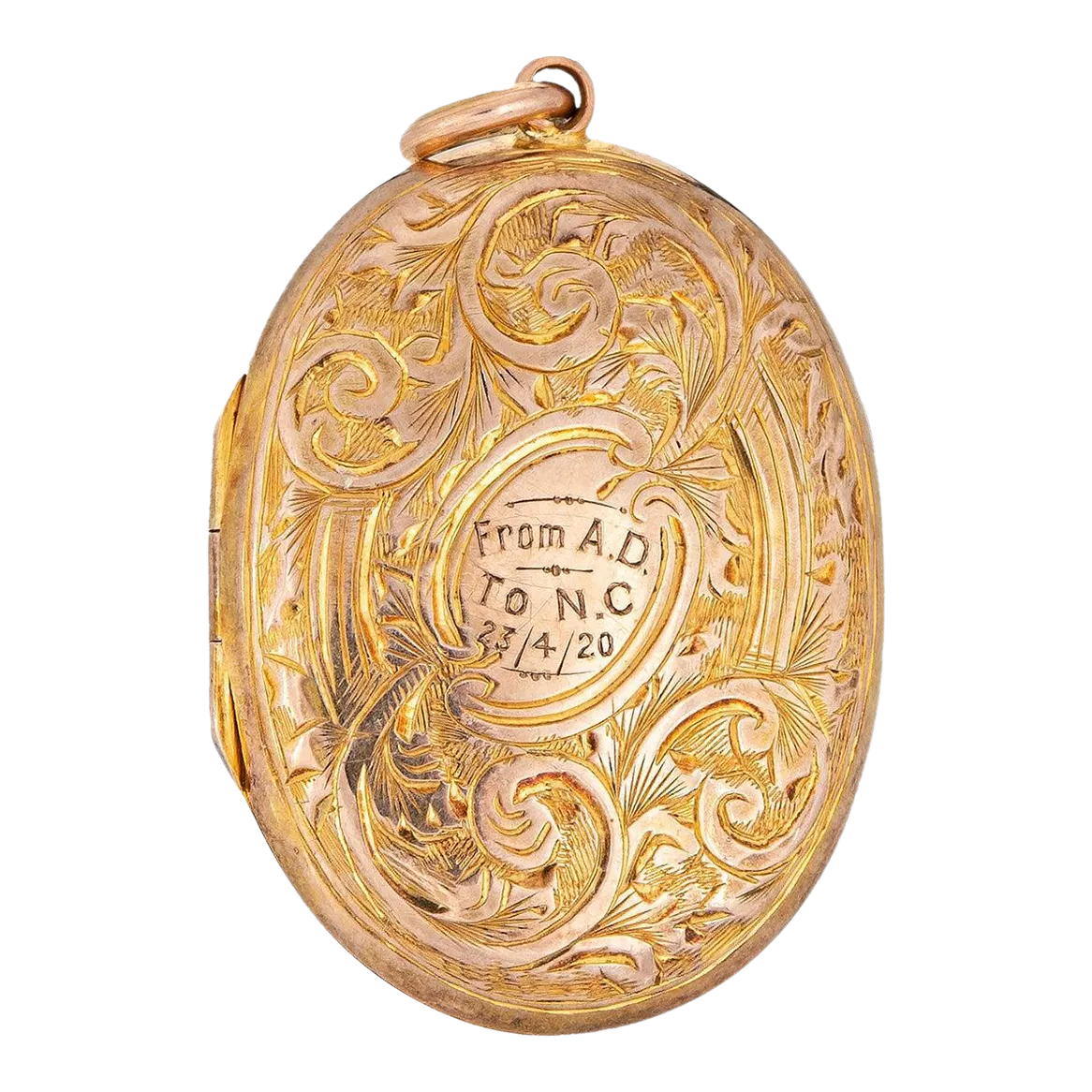 Vintage Art Deco Locket 9k Yellow Gold Chester Hallmarks Pendant Etched Flowers Chairish