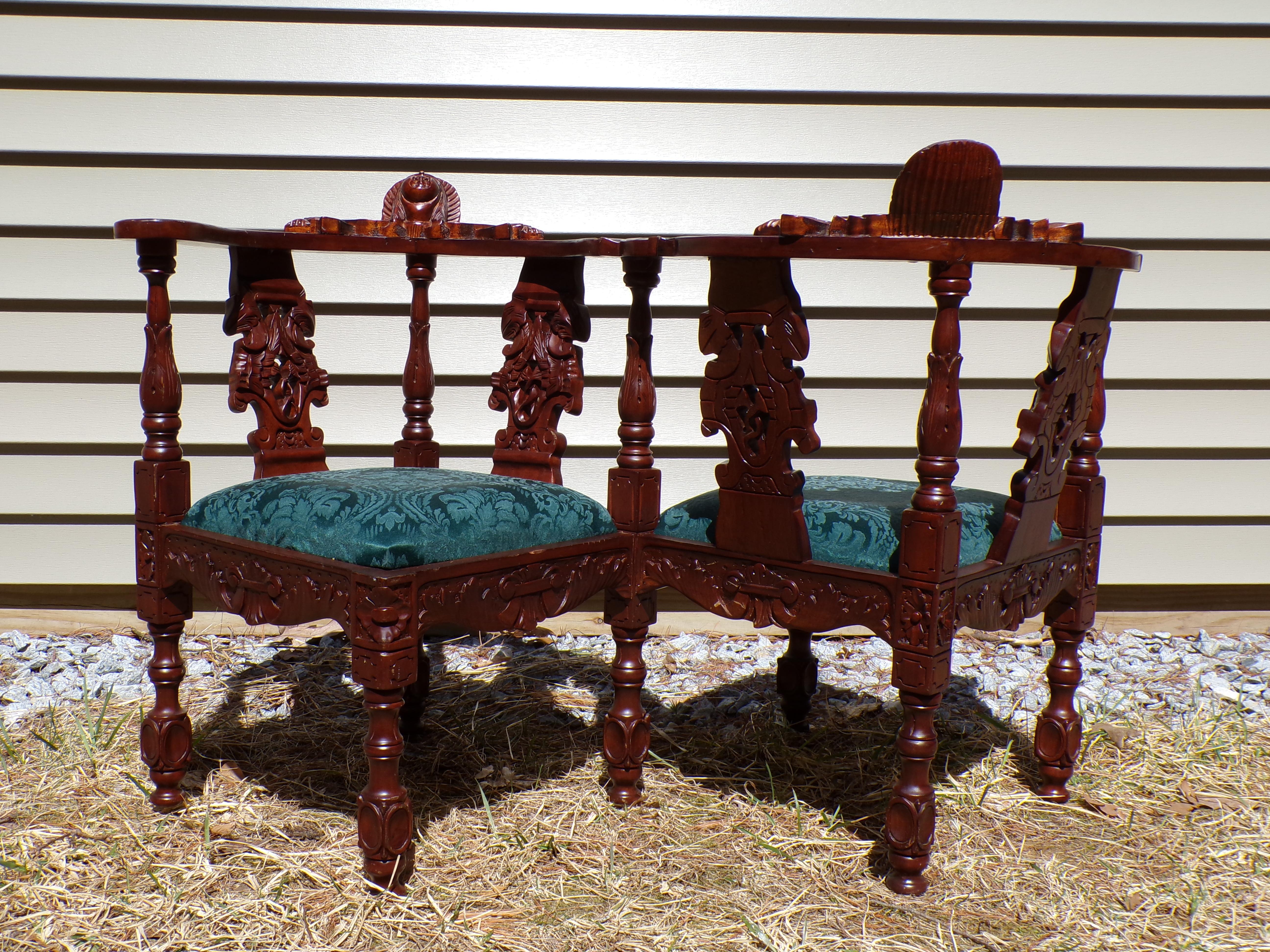 Vintage Tete a Tete Chair Courtship Bench French Style