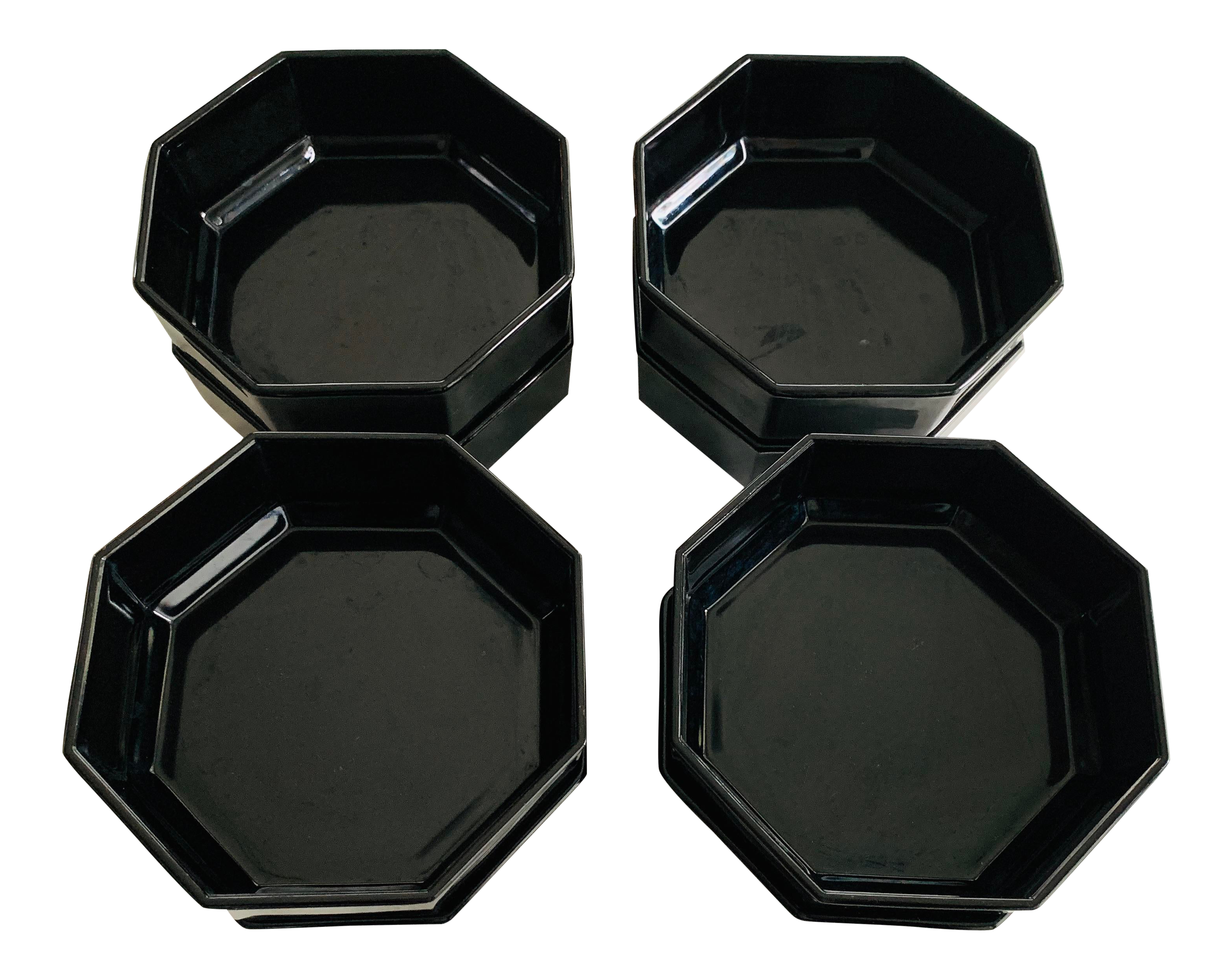 Arcoroc France Octime Black Octagon Glass Soup Bowls Dinnerware Set Of 8 Chairish