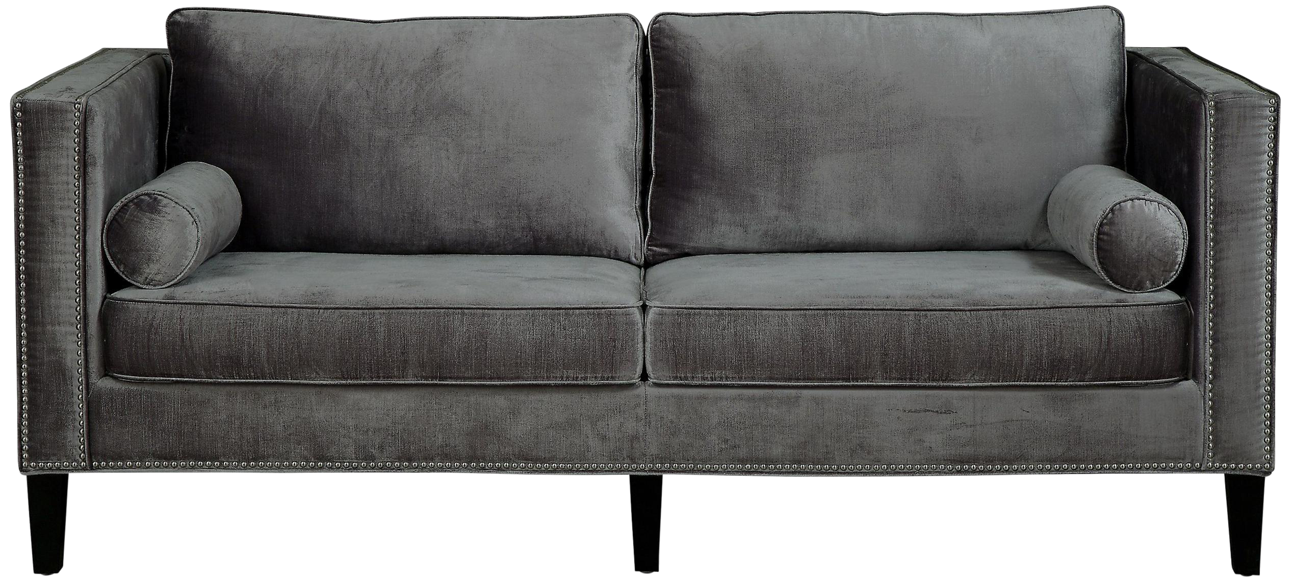 Gray Velvet Sofa With Nailhead Trim Chairish