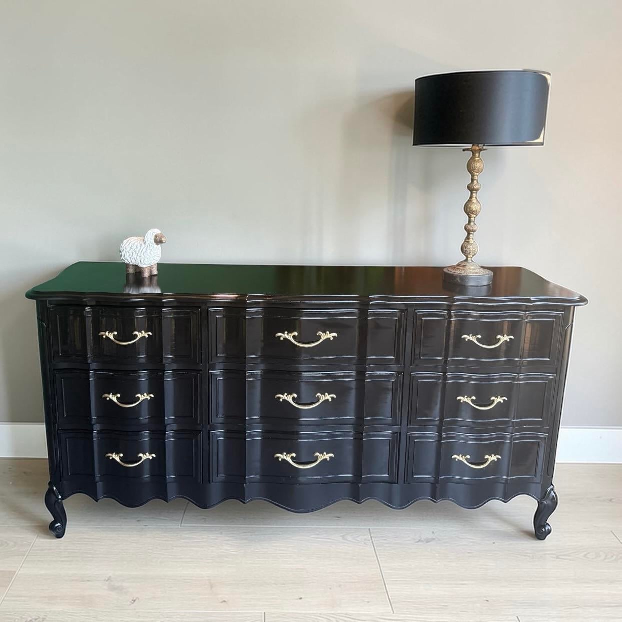 french provincial black dresser DIY Black French Provincial Dresser