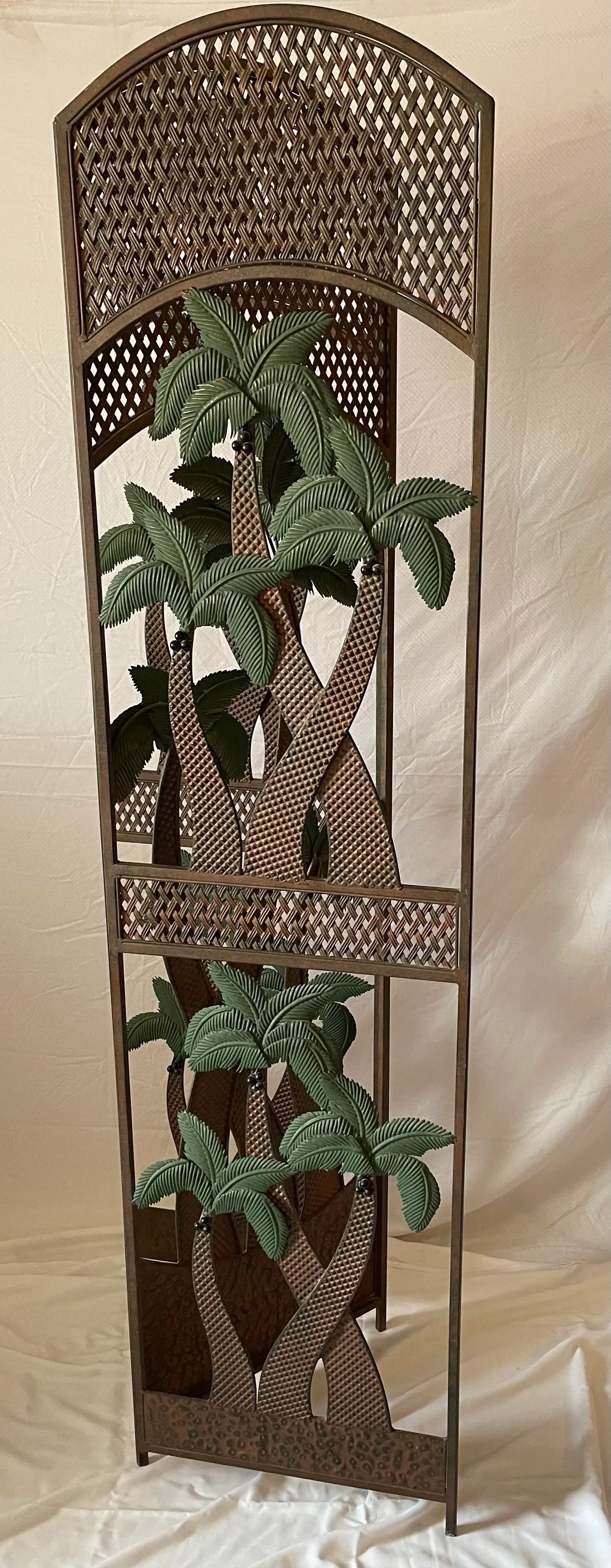 Mid 20th Century Metal Palm Tree Trifold Panel/ Screen | Chairish