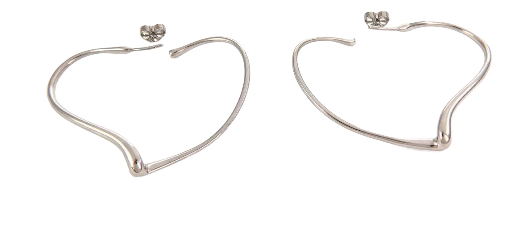 Tiffany & Co. Sterling Silver Large Open Heart Hoop Earrings - 2