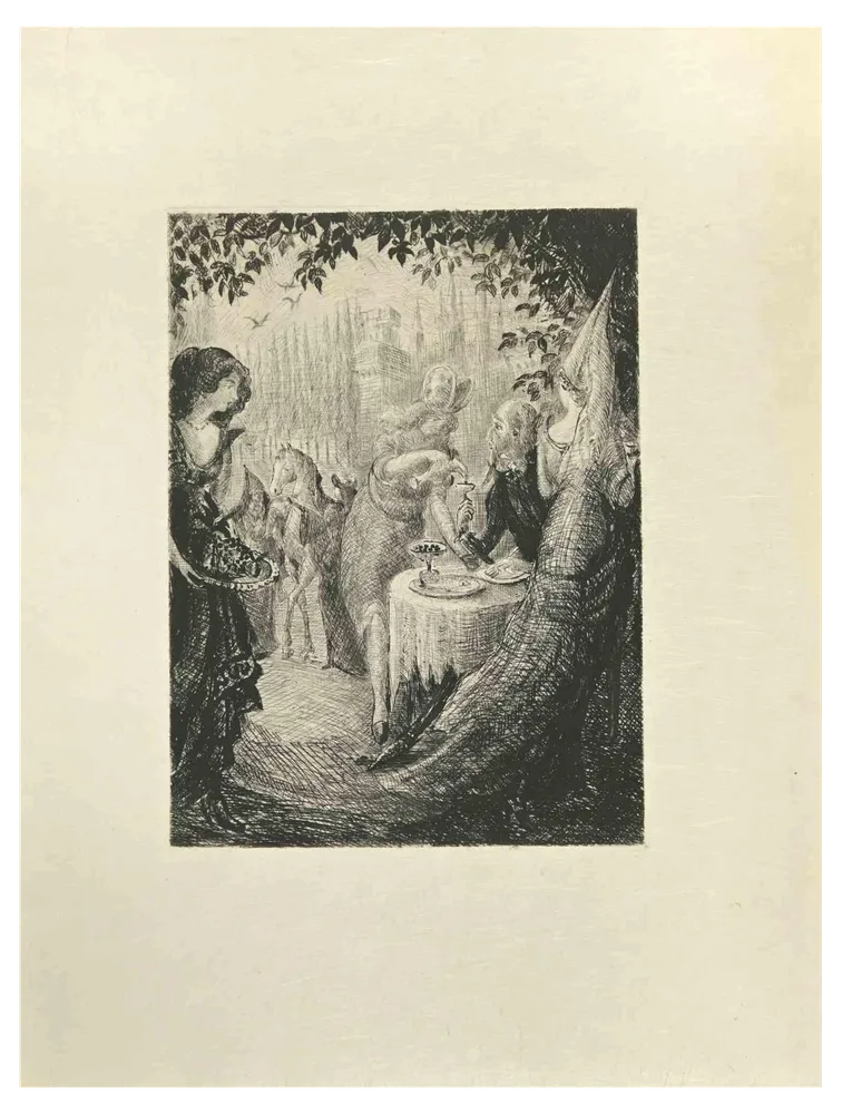 Wladyslaw Jahl, Don Quixote and Women, Etching, 1951 Chairish