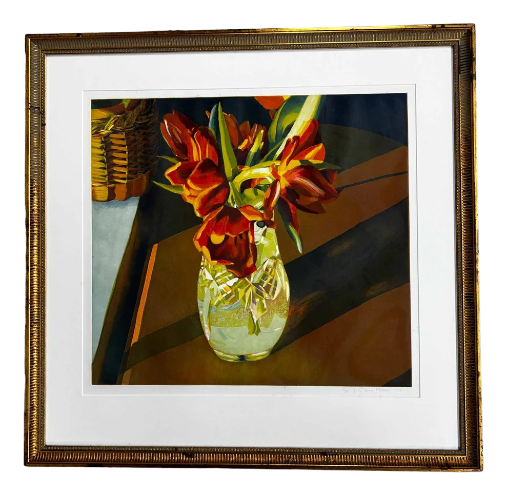 Sally Mara Sturman, Tulips, 1981, Original Lithograph, Framed