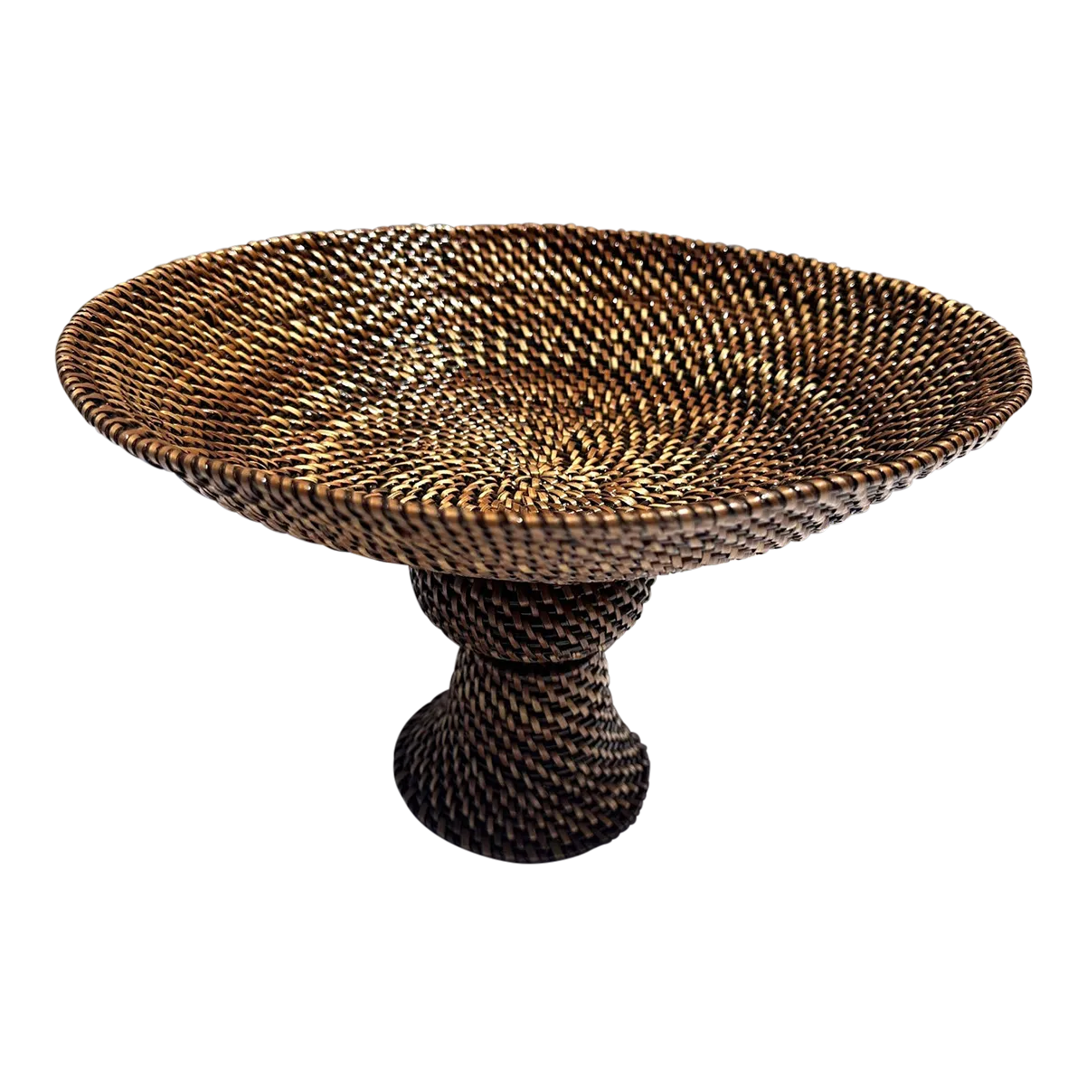 Handcrafted Rattan Pedestal Centerpiece/Bowl | Chairish