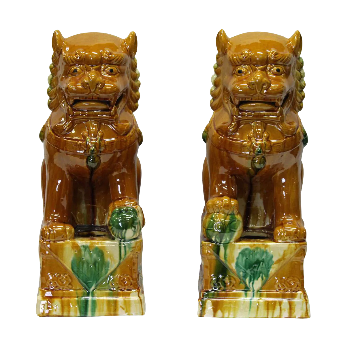 Chinese Brown Glazed Ceramic Foo Dogs A Pair Chairish