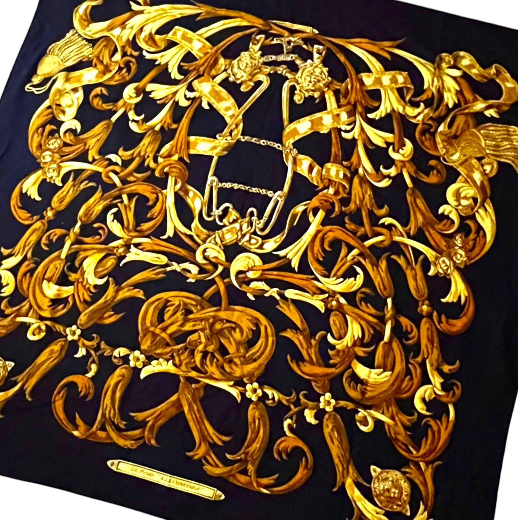 1970s Hermes Le Mors a La Conetable Silk Shawl | Chairish