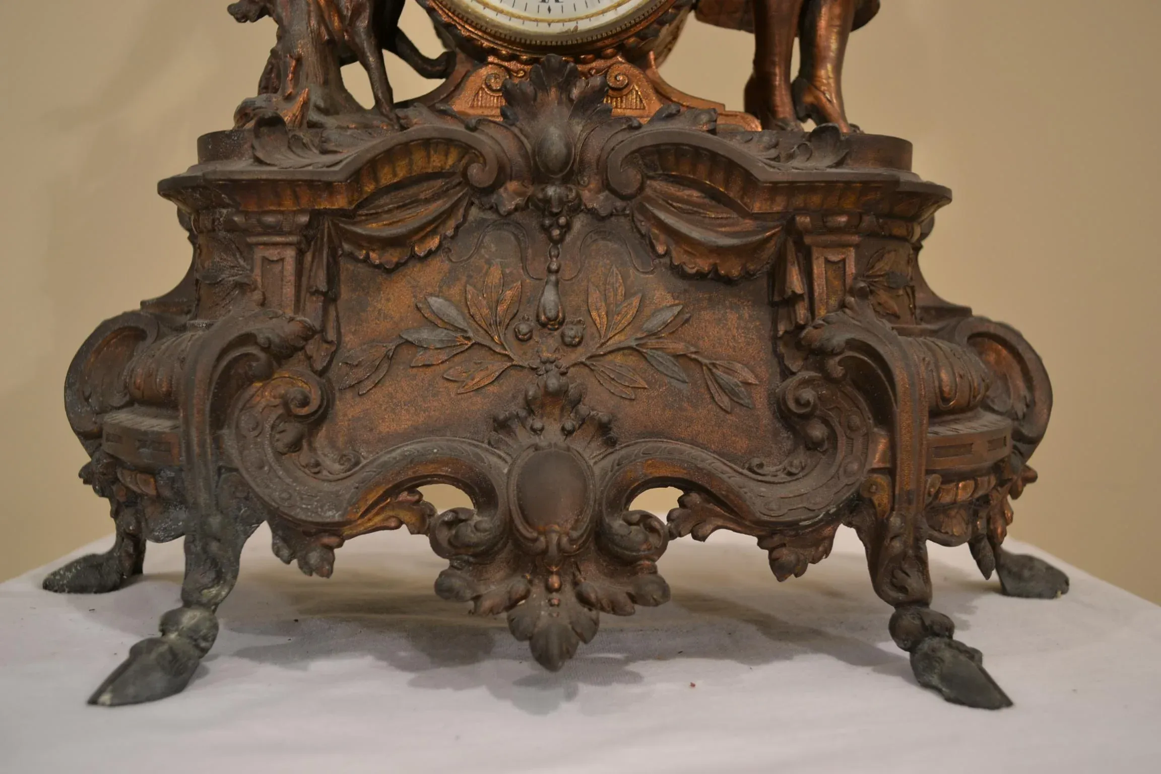 Antique Clock Japy Freres Figural 'Girl With Dog' Mantel | Chairish