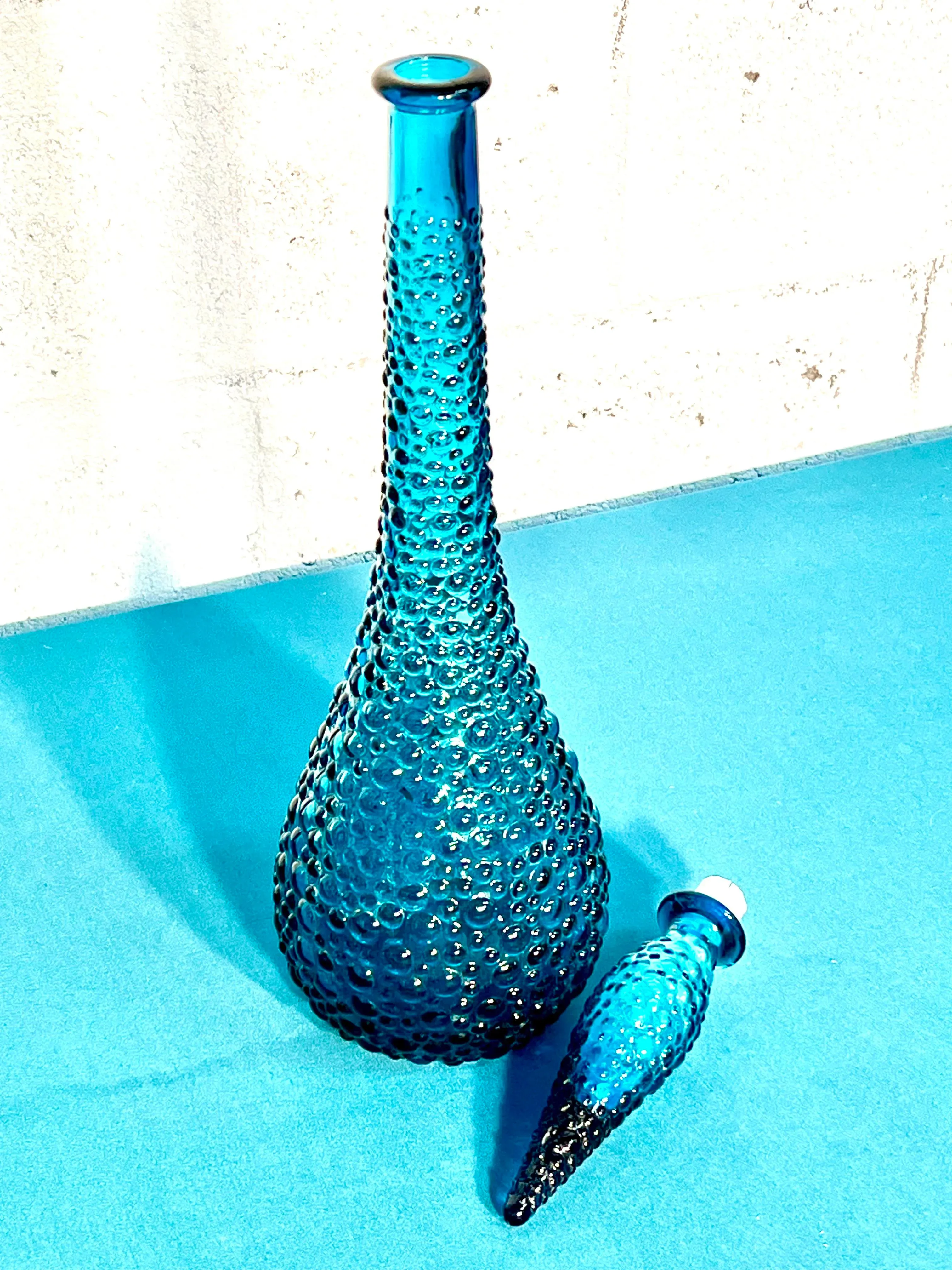 Vintage Mid Century Italian Hobnail Genie Empoli Bottle With