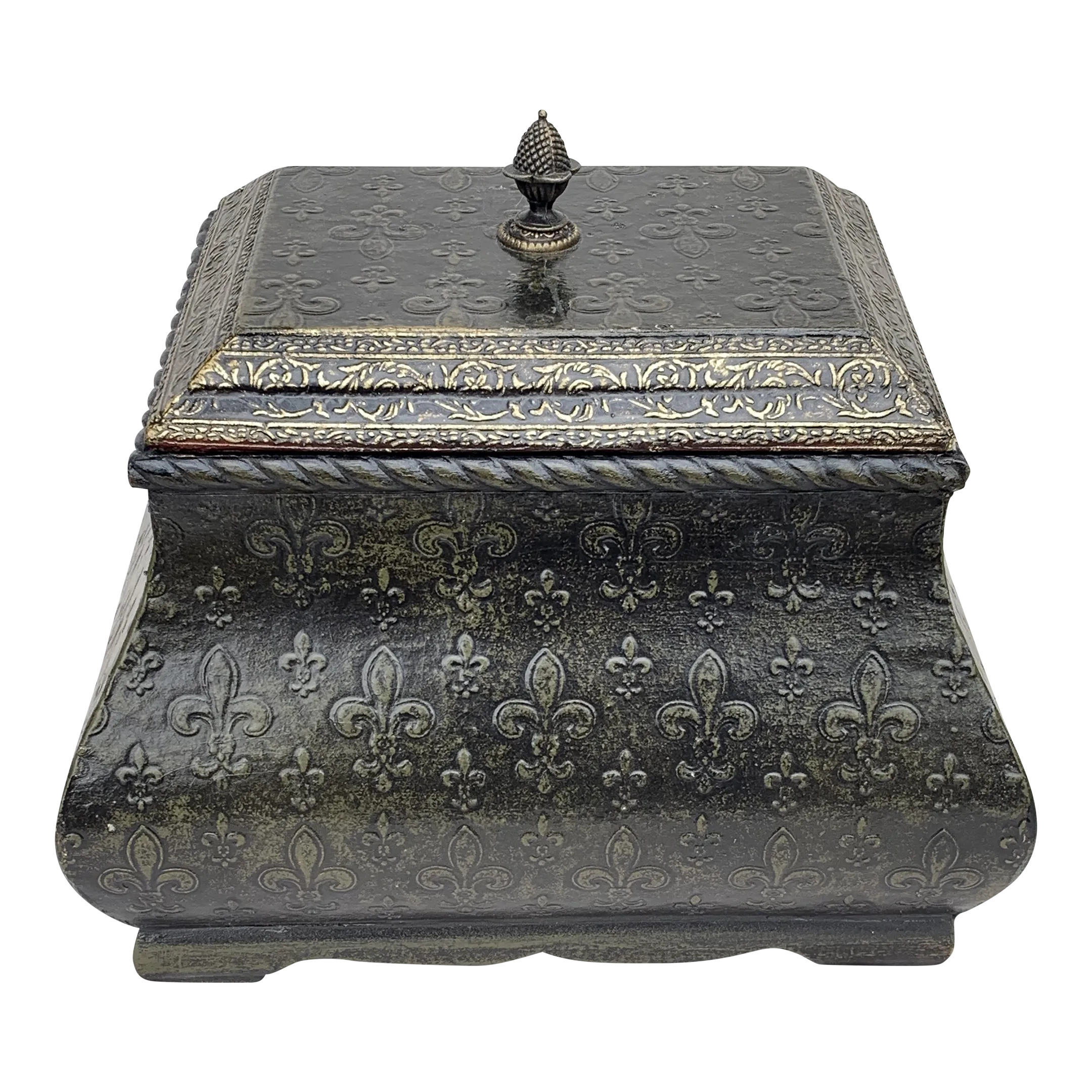 Brand New Disney Frozen 2 II Detailed Replica Arendelle And Ice Palace CastleVintage Wooden Fleur De Lis Lidded Box