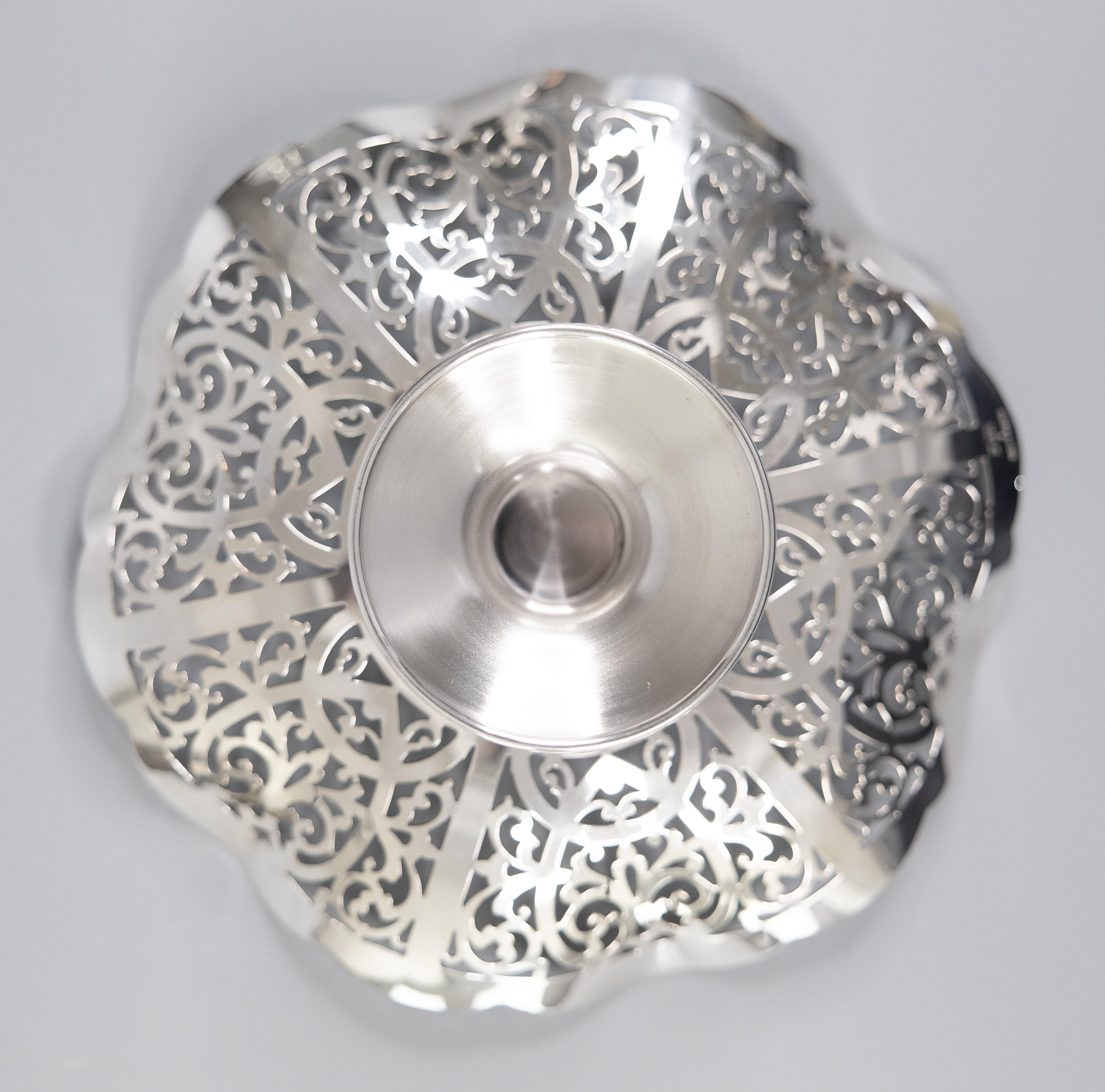 金属工芸 MAPPIN & WEBB MAPPIN PLATE Pedestal Bowl English Mappin & Webb Silver Plate Reticulated Pedestal Bowl