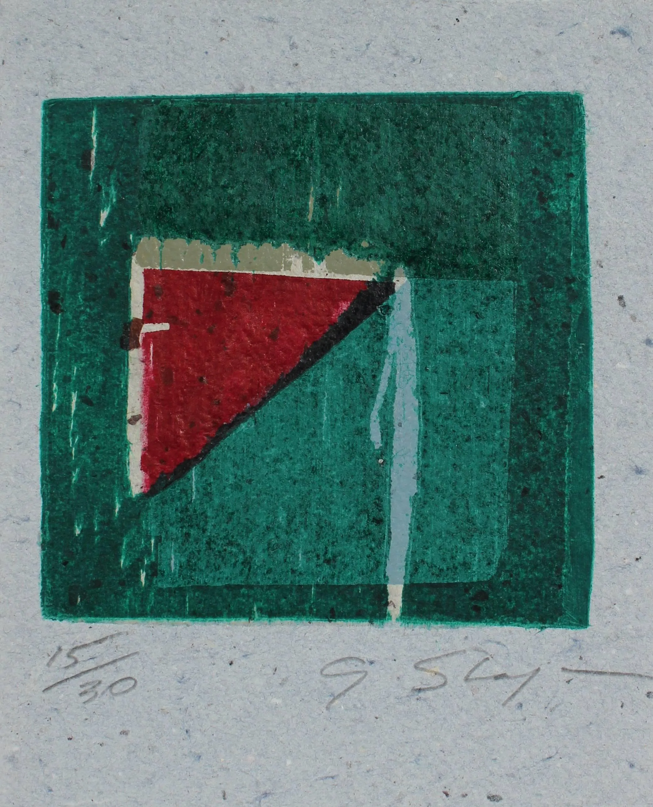 Gary Lee Shaffer Small Abstract Print in Green, 20th Century