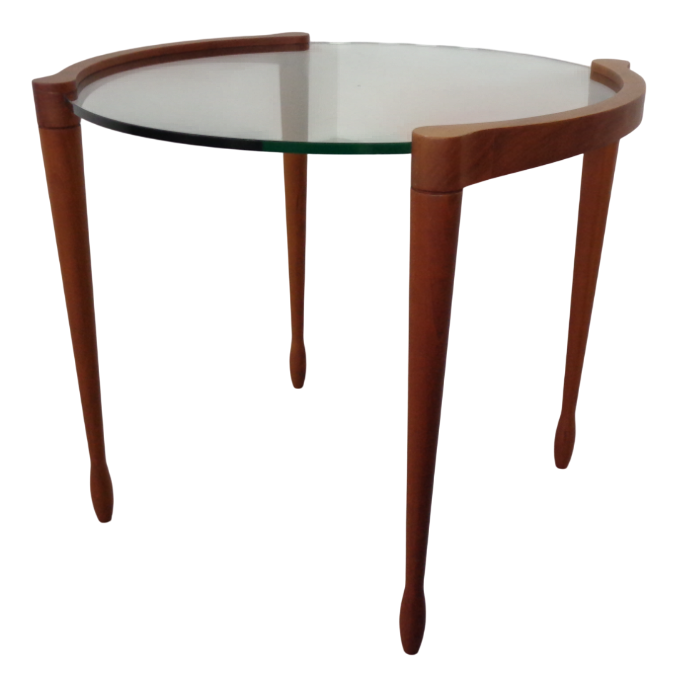 Giotto Glass and Cherry Wood Side Table by Tarcisio Colzoni for
